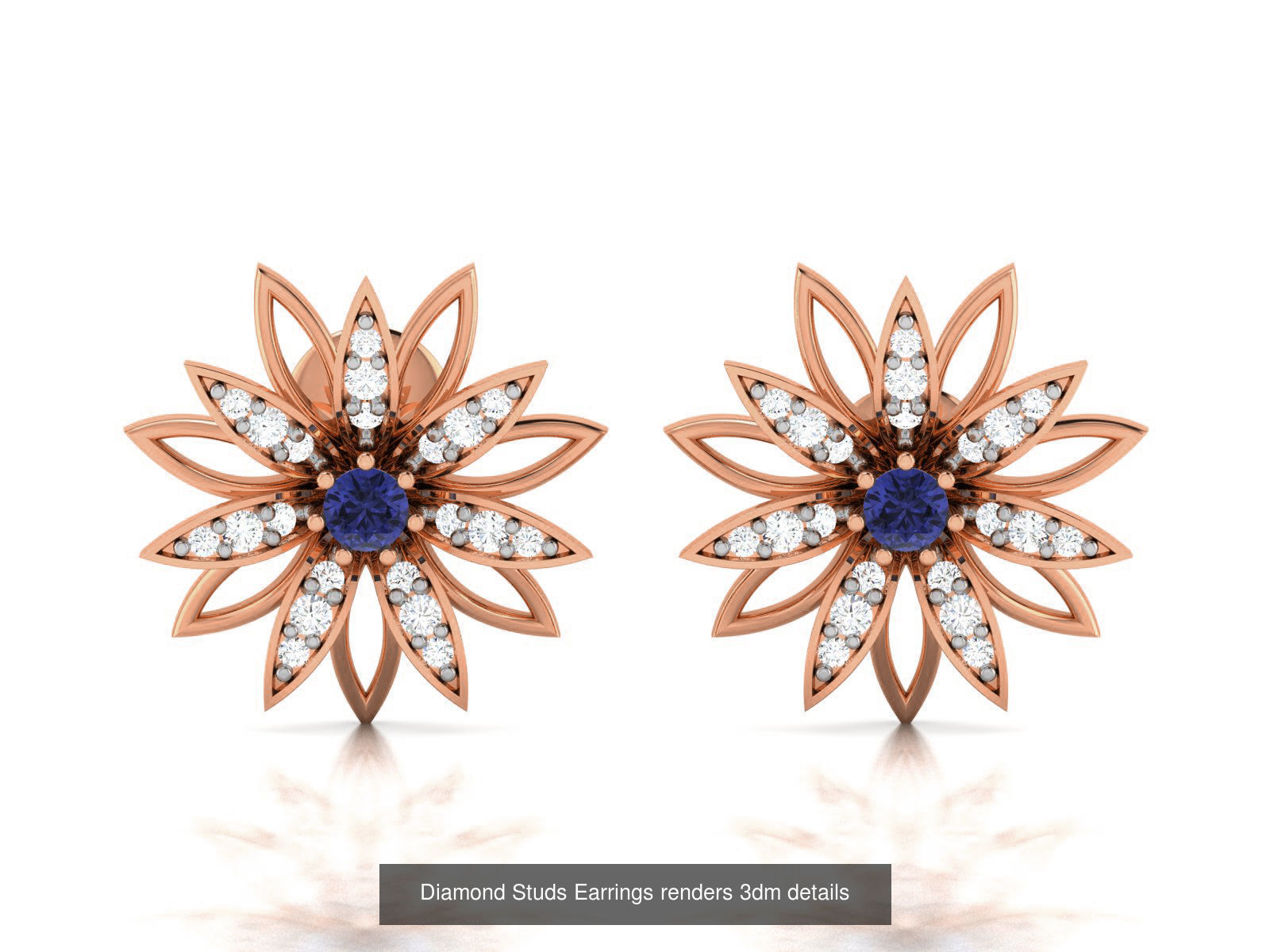 17 Diamond Studs Earrings renders 3dm details  3D Model Collection_15