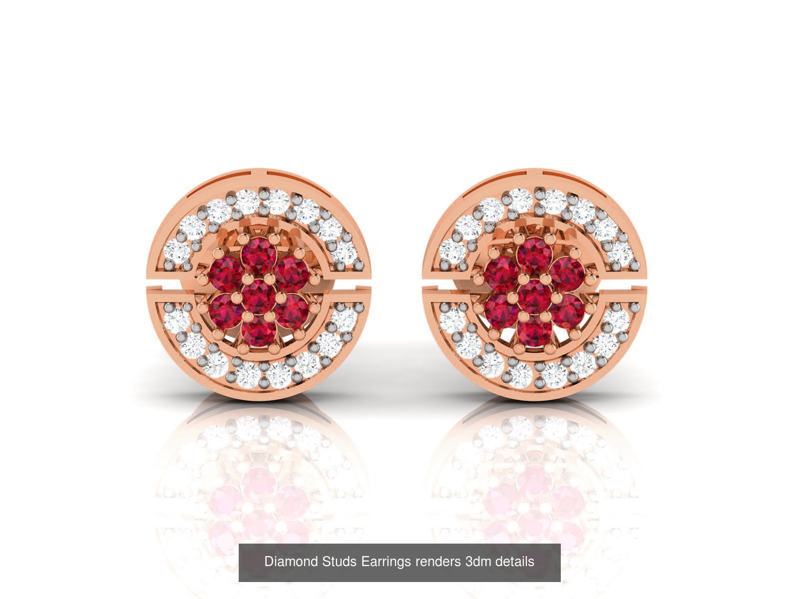 17 Diamond Studs Earrings renders 3dm details  3D Model Collection_2