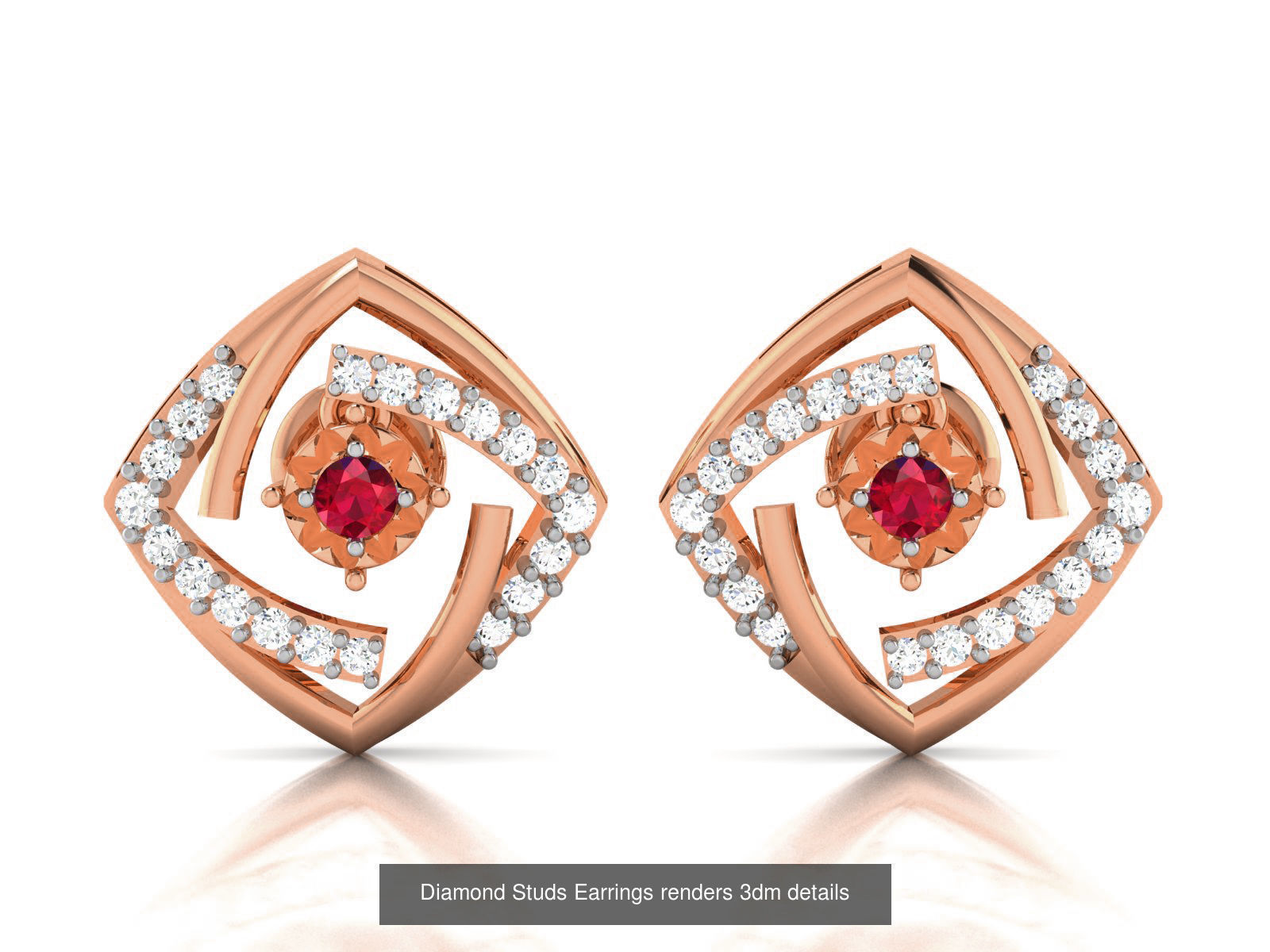 17 Diamond Studs Earrings renders 3dm details  3D Model Collection_13