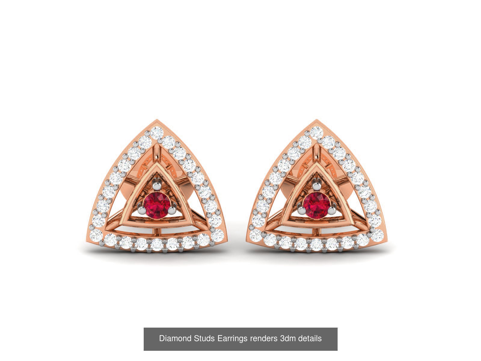 17 Diamond Studs Earrings renders 3dm details  3D Model Collection_9