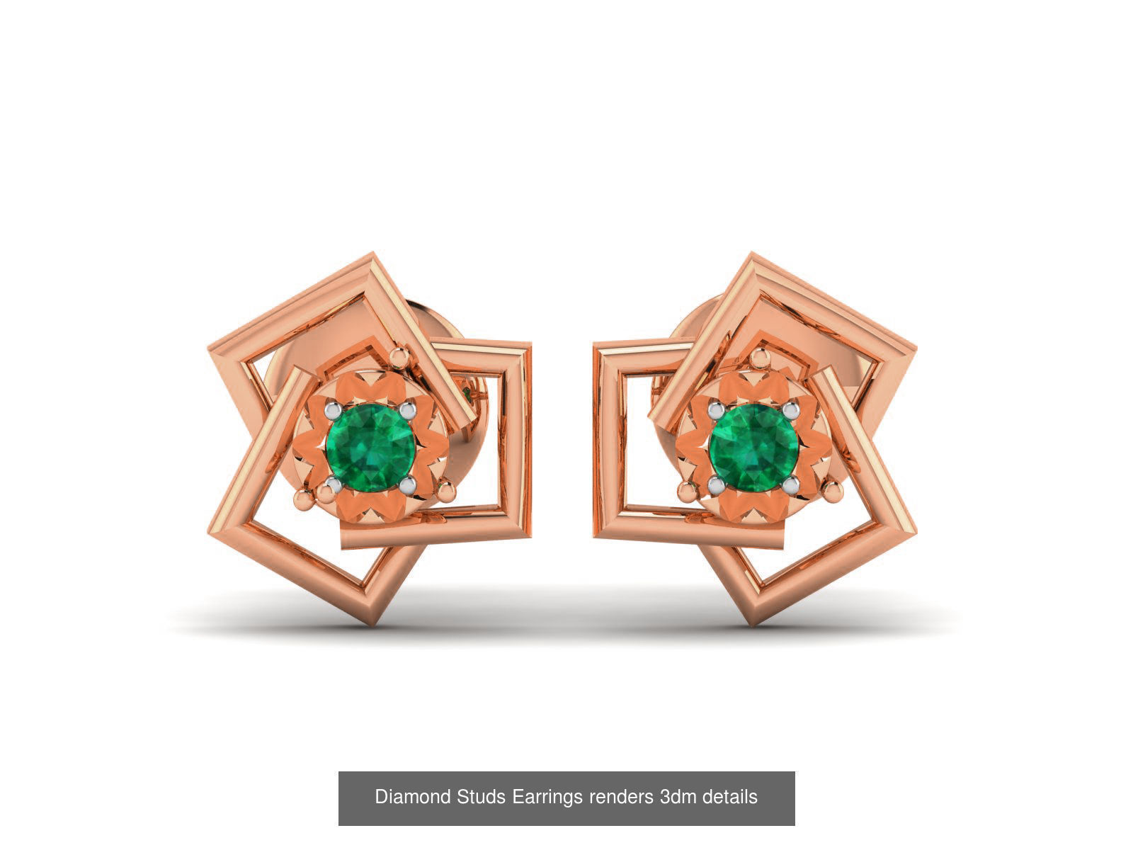 17 Diamond Studs Earrings renders 3dm details  3D Model Collection_8