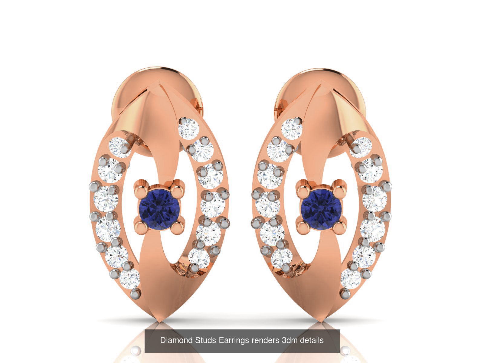17 Diamond Studs Earrings renders 3dm details  3D Model Collection_3