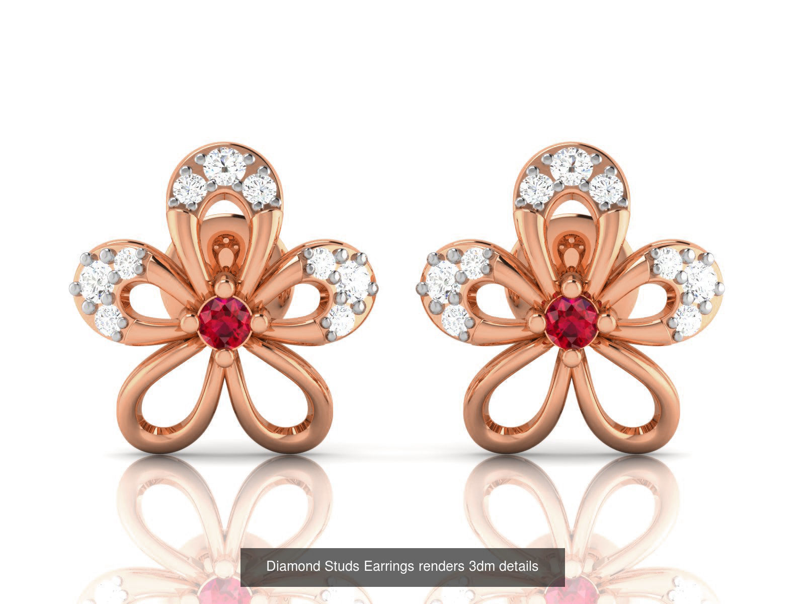17 Diamond Studs Earrings renders 3dm details  3D Model Collection_10
