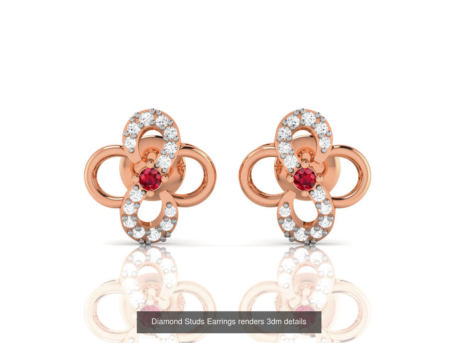 17 Diamond Studs Earrings renders 3dm details  3D Model Collection_4