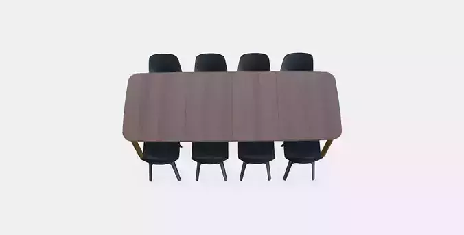 STRANDTORP - ODGER Table and 8 chairs Low-poly 3D model