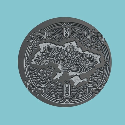 Ukraine Map Medallion Wall Art Printer 3D print model