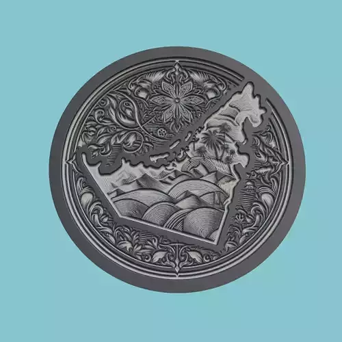 United Arab Emirates Map Medallion Wall Art Printer