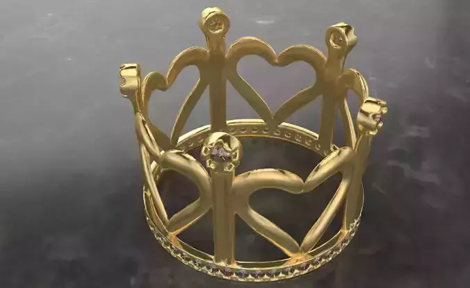 ring crown hearts diamonds