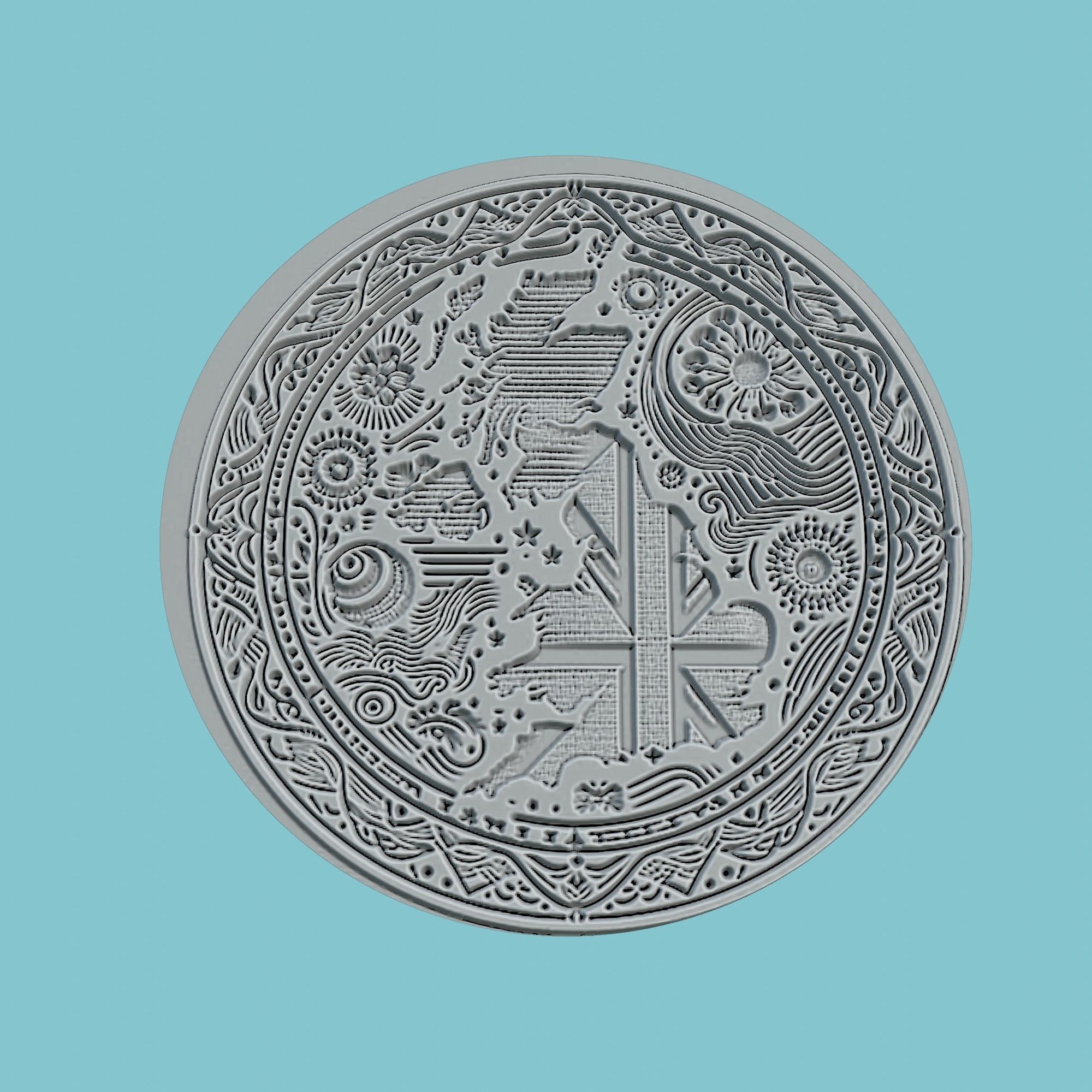 United Kingdom Map Medallion Wall Art Printer 3D print model_2