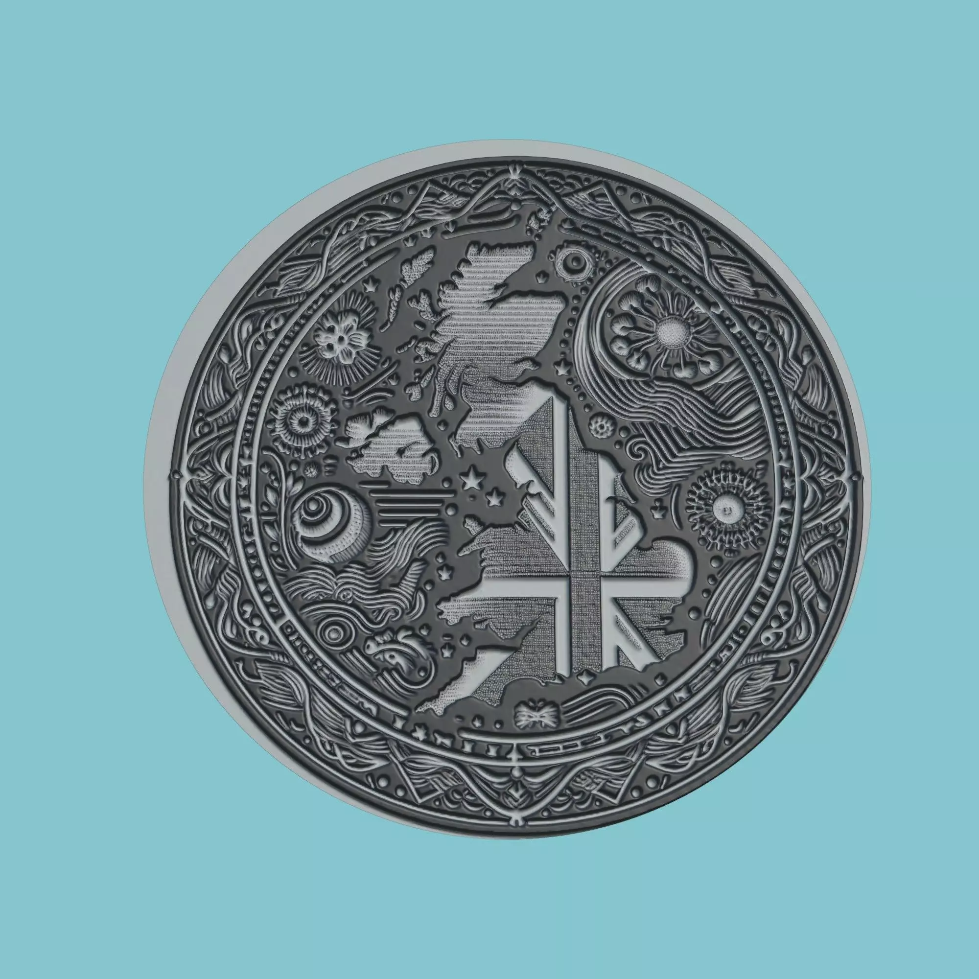 United Kingdom Map Medallion Wall Art Printer 3D print model_0