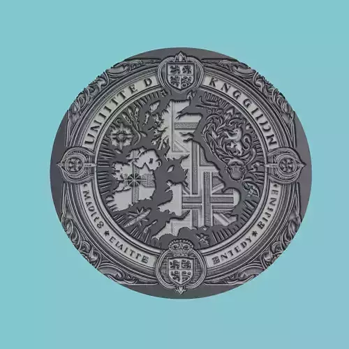 United Kingdom Map Medallion Wall Art Printer 3D print model