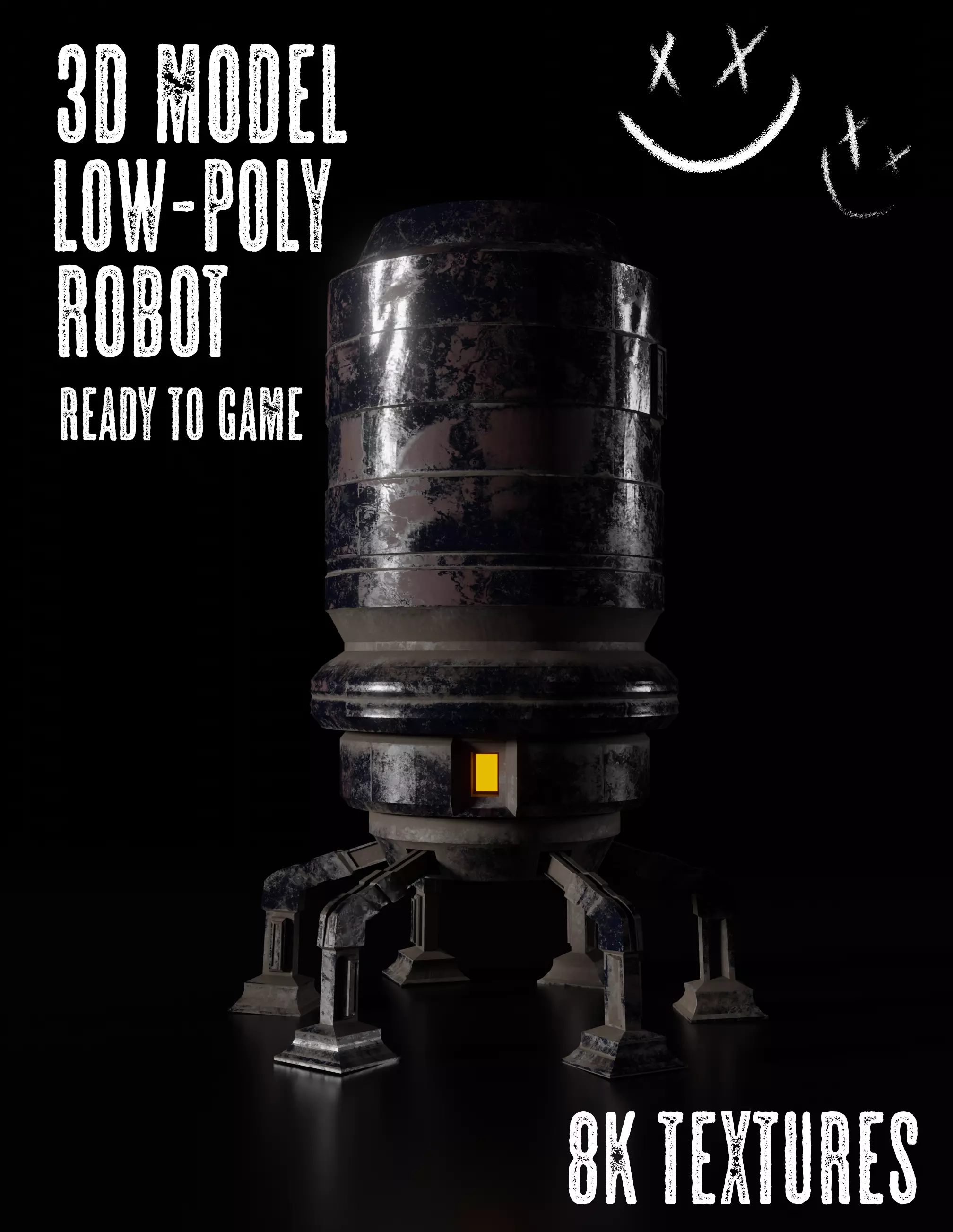 Robot  8K ready for game  Low-poly 3D model_0