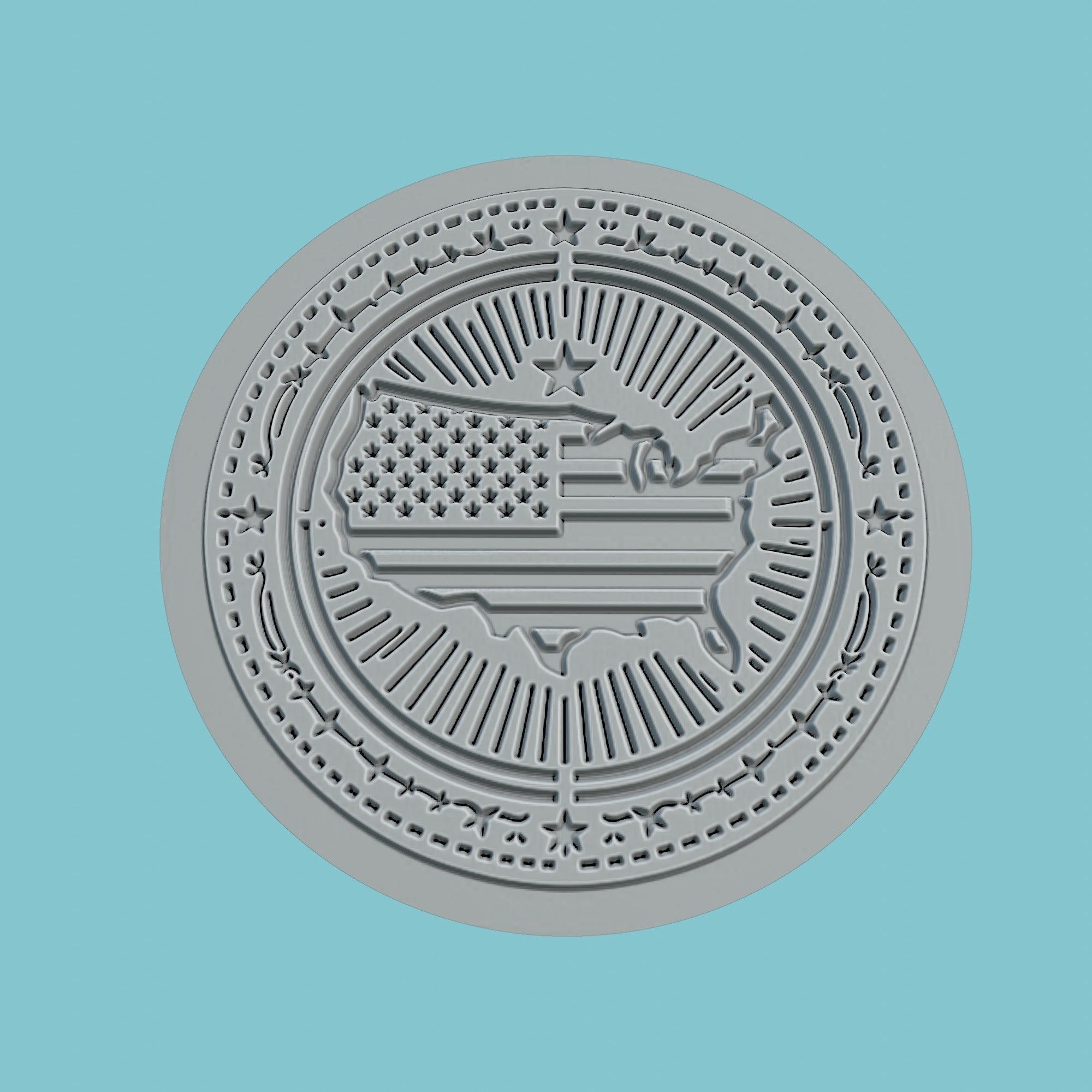 United States Map Medallion Wall Art Printer 3D print model_2