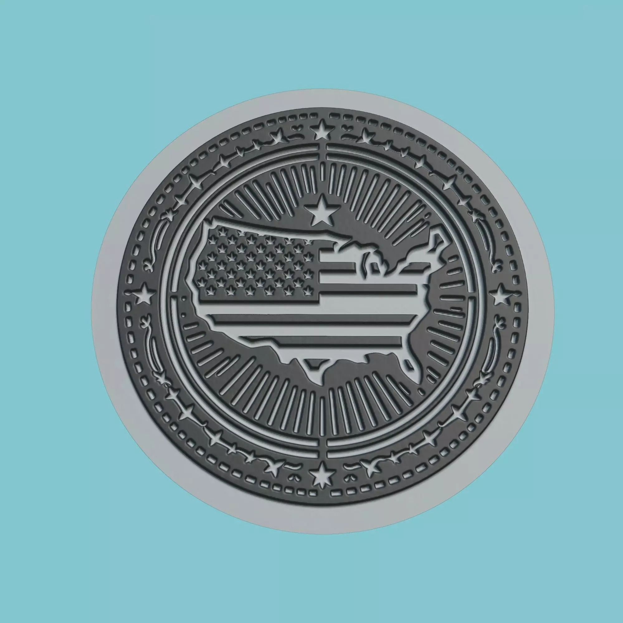 United States Map Medallion Wall Art Printer 3D print model_0