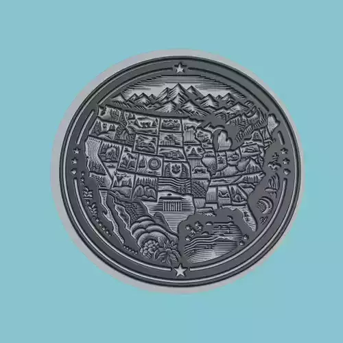 United States Map Medallion Wall Art Printer
