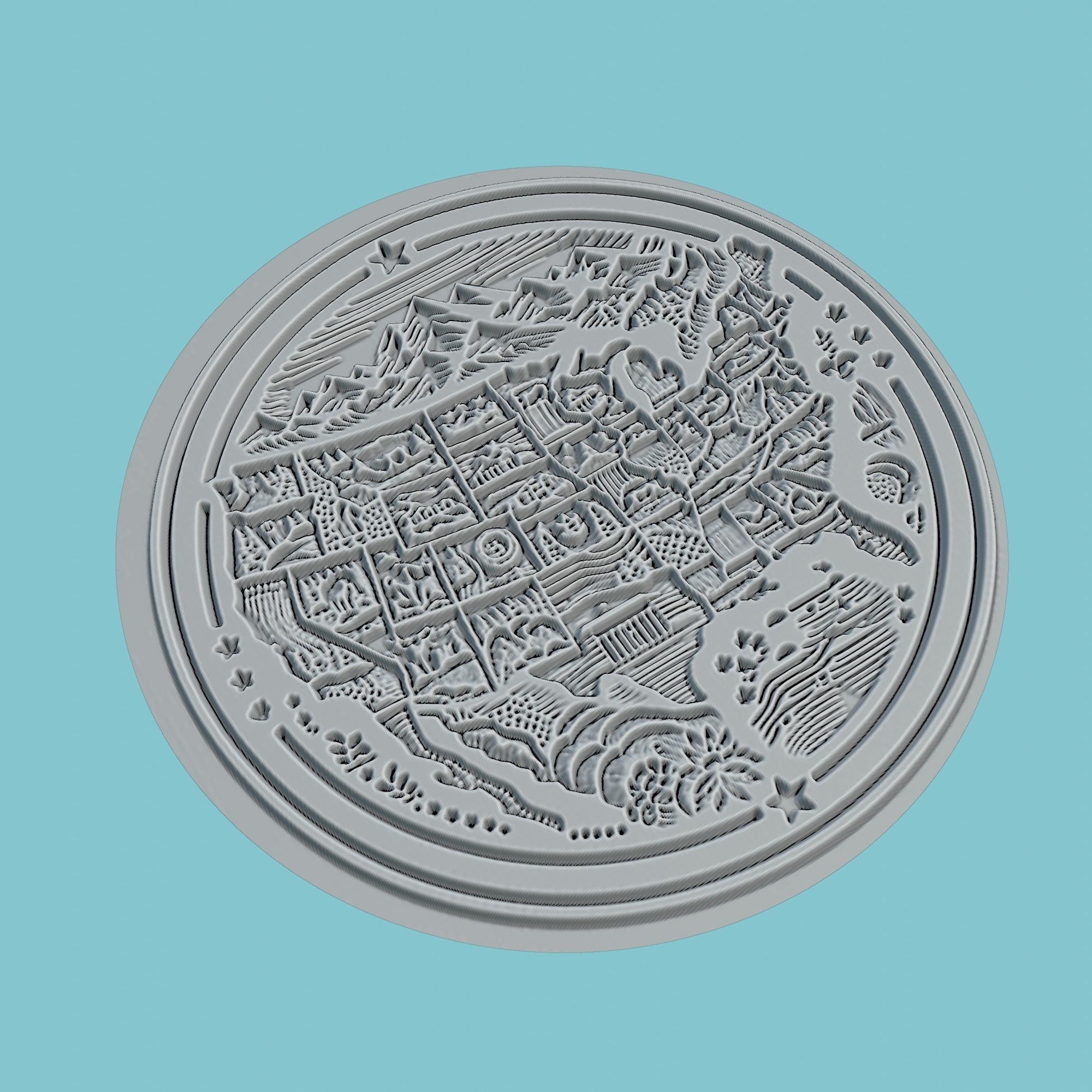 United States Map Medallion Wall Art Printer 3D print model_3