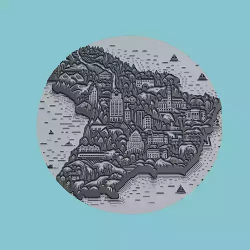 Uruguay Map Medallion Wall Art Printer