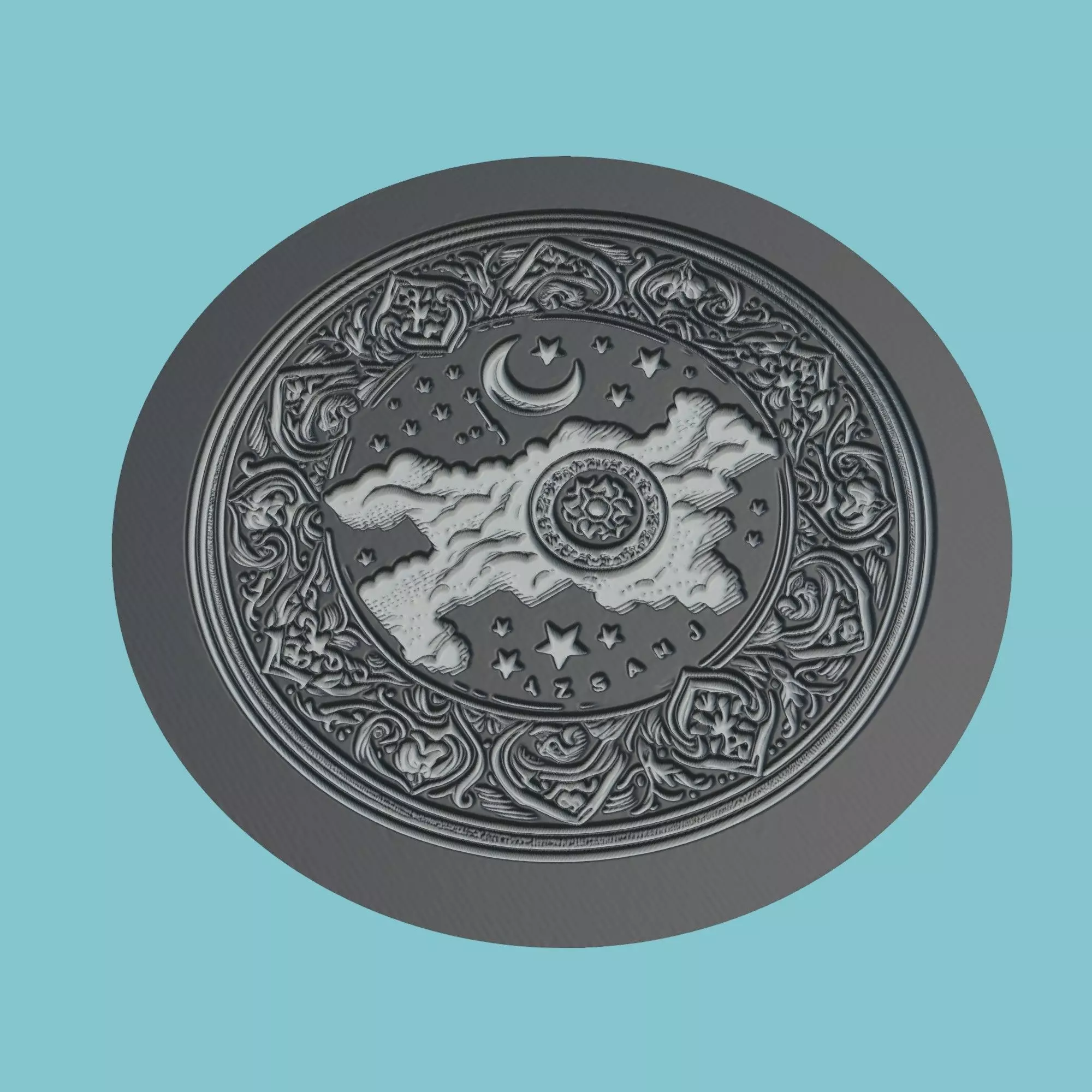 Uzbekistan Map Medallion Wall Art Printer 3D print model_0