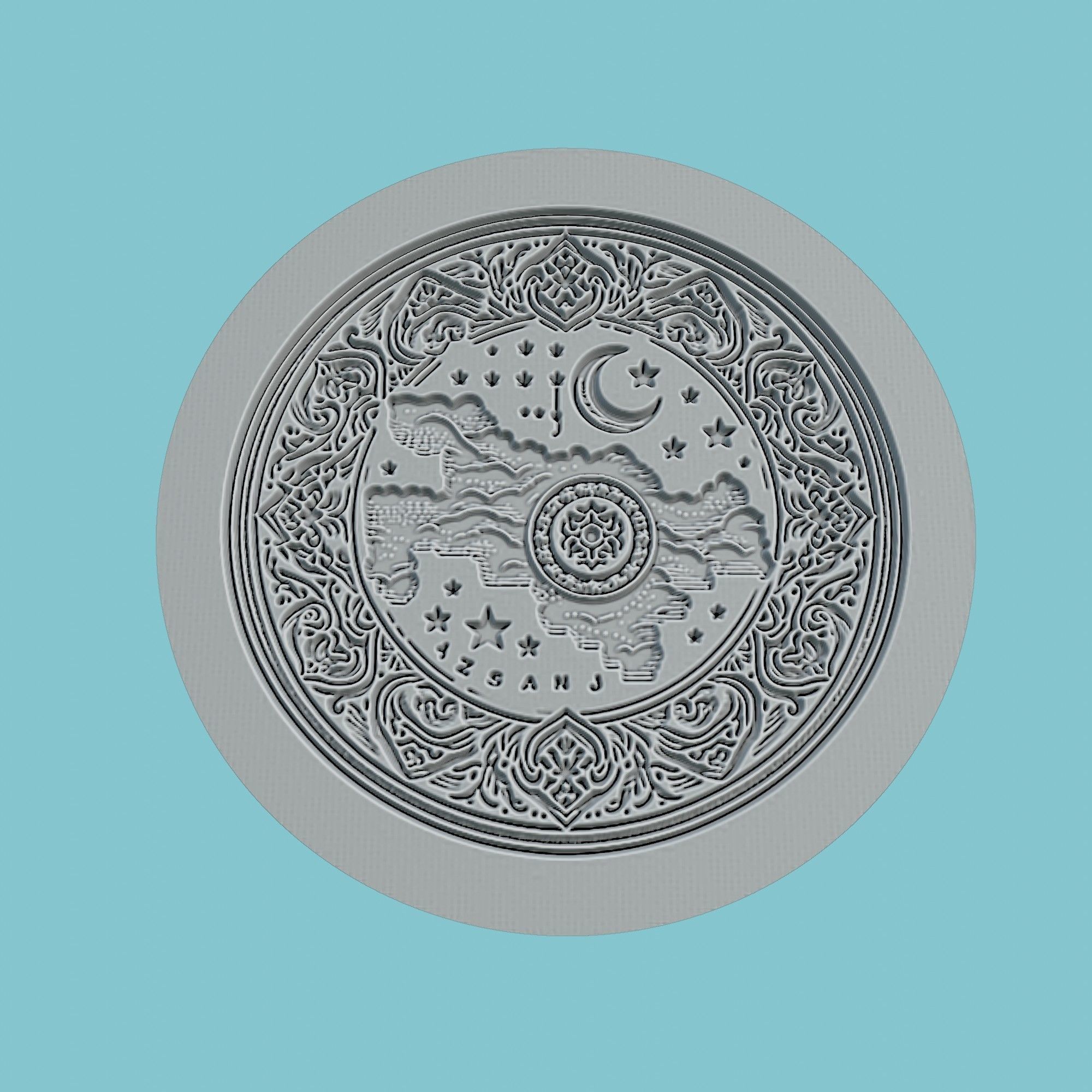 Uzbekistan Map Medallion Wall Art Printer 3D print model_3