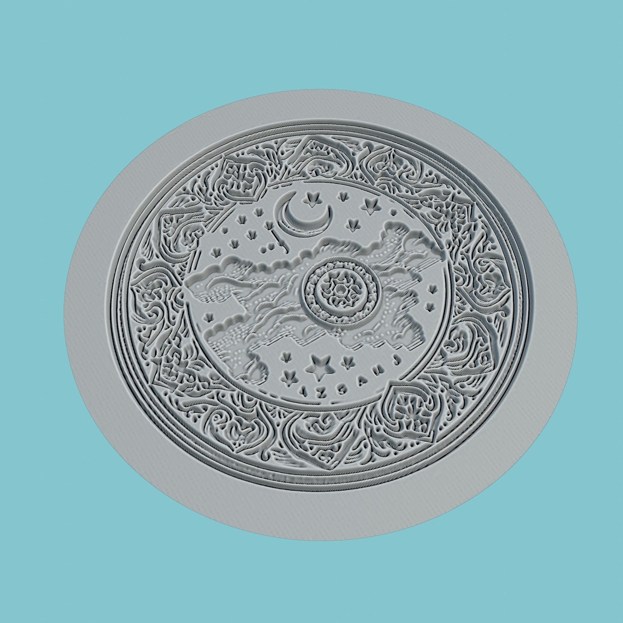 Uzbekistan Map Medallion Wall Art Printer 3D print model_2