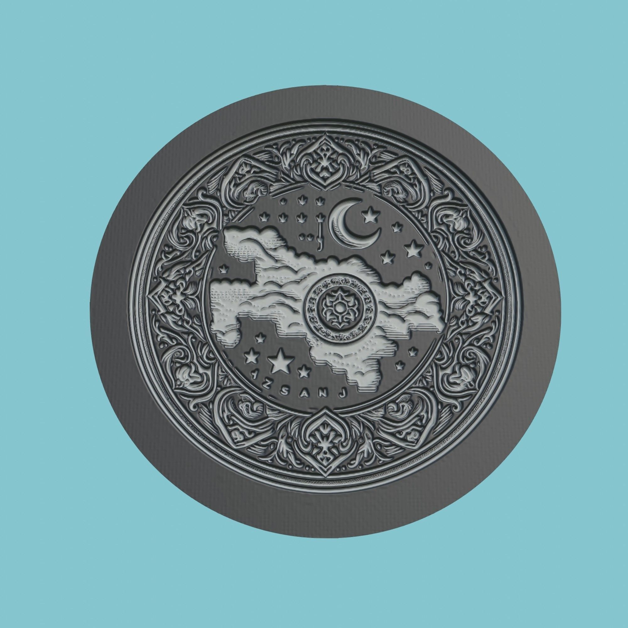 Uzbekistan Map Medallion Wall Art Printer 3D print model_1