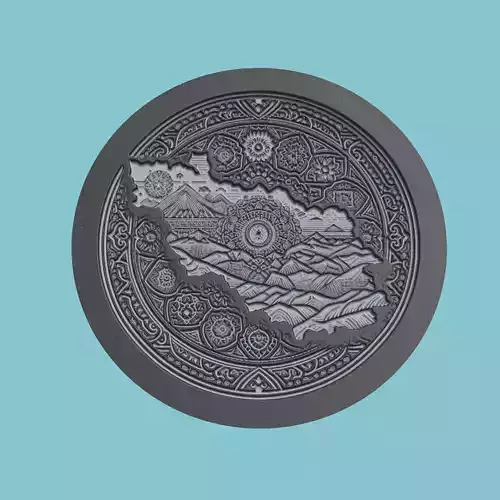 Uzbekistan Map Medallion Wall Art Printer