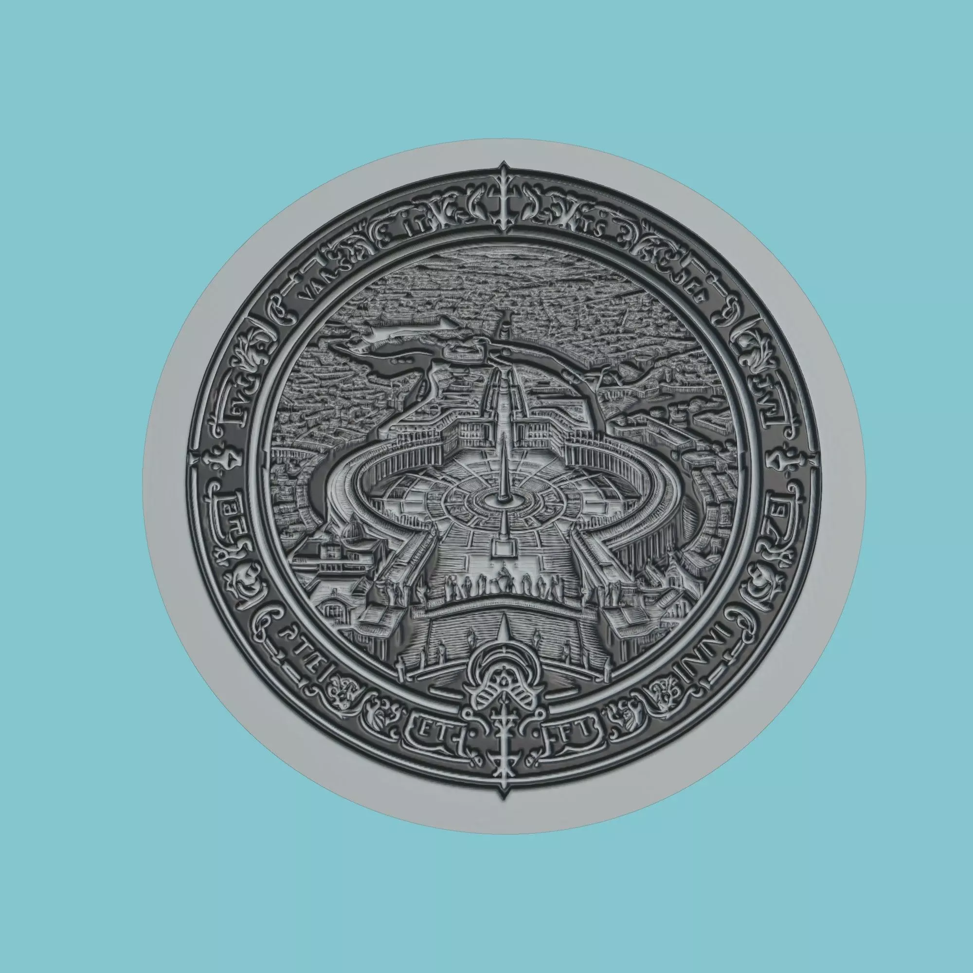 Vatican City Map Medallion Wall Art Printer 3D print model_0