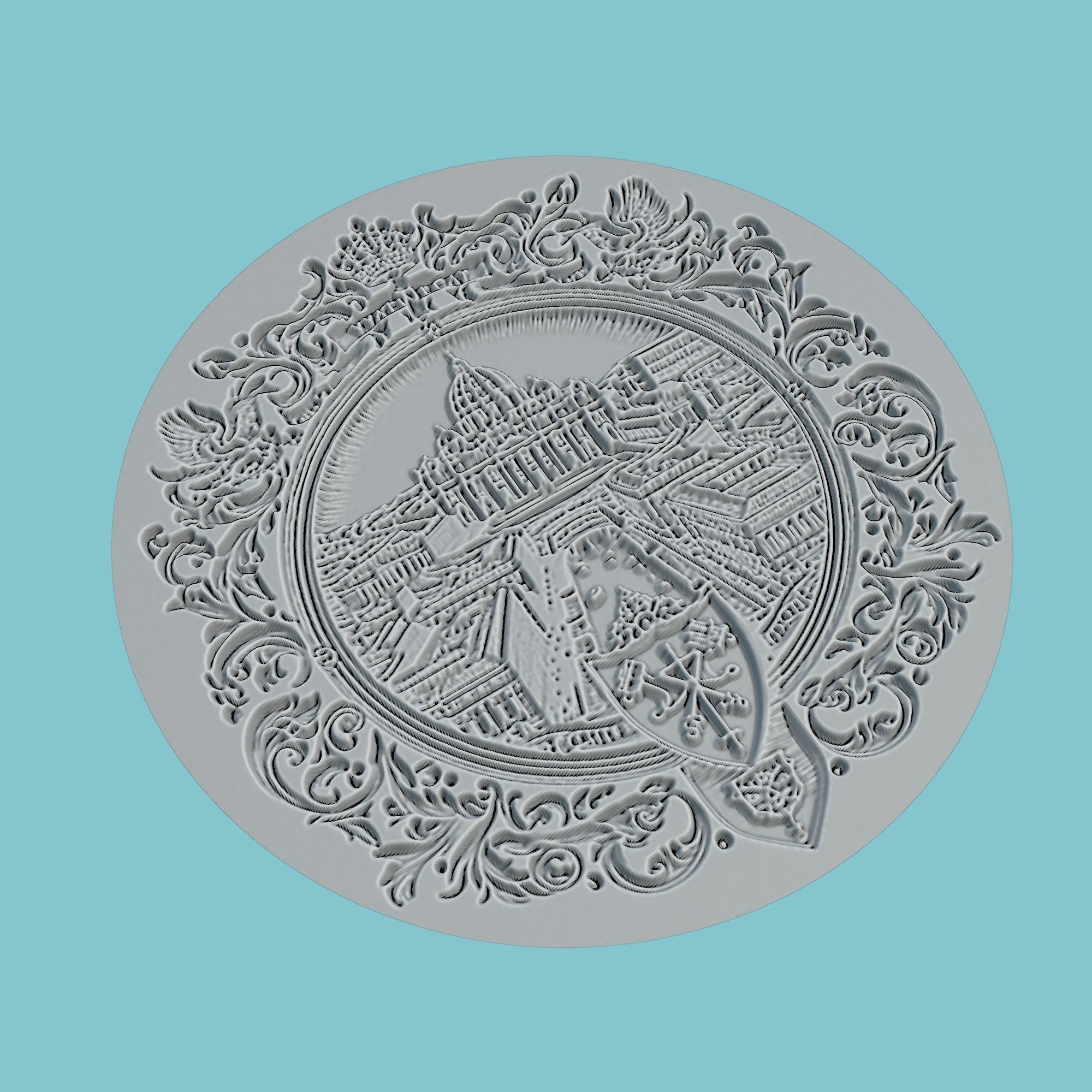 Vatican City Map Medallion Wall Art Printer 3D print model_3