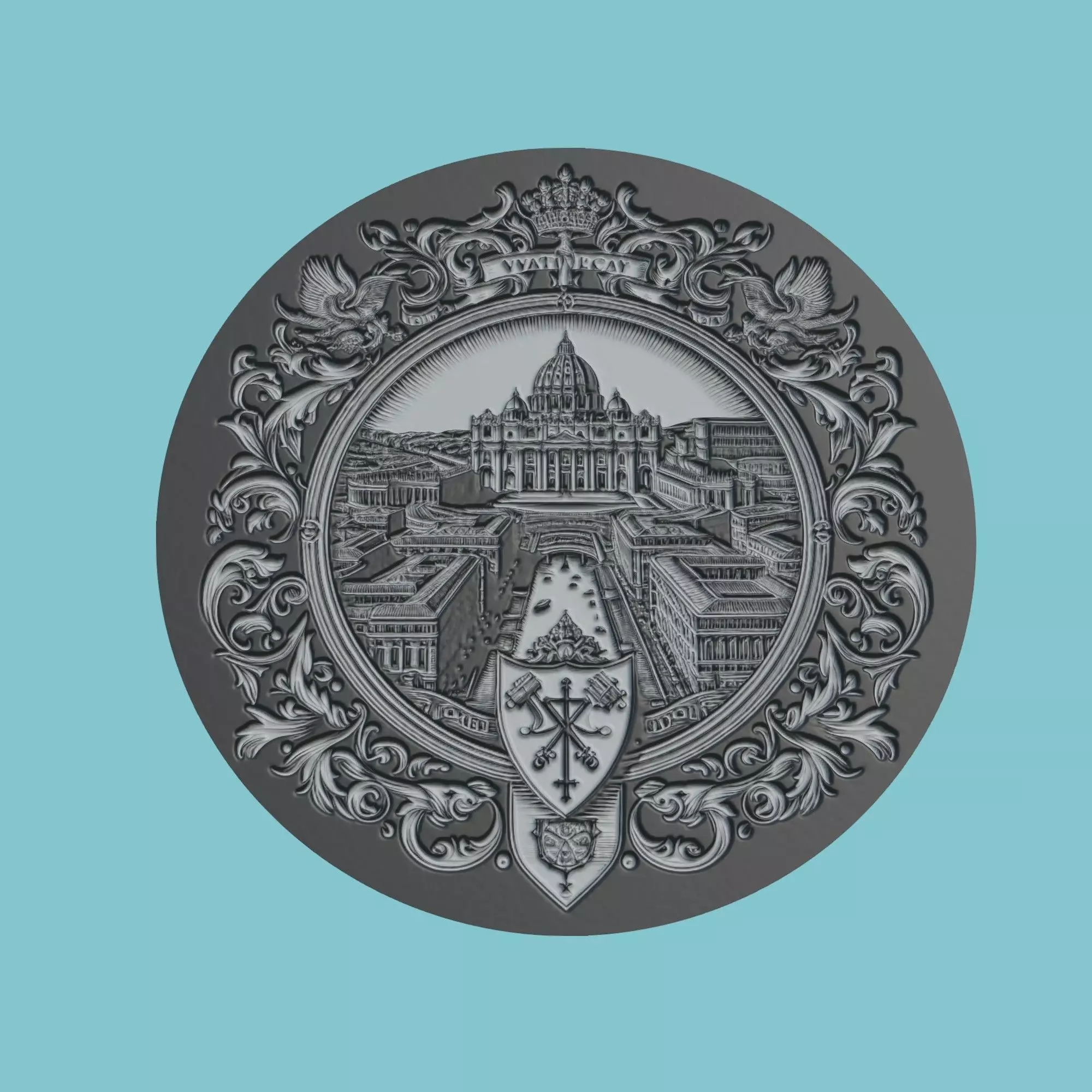 Vatican City Map Medallion Wall Art Printer 3D print model_0