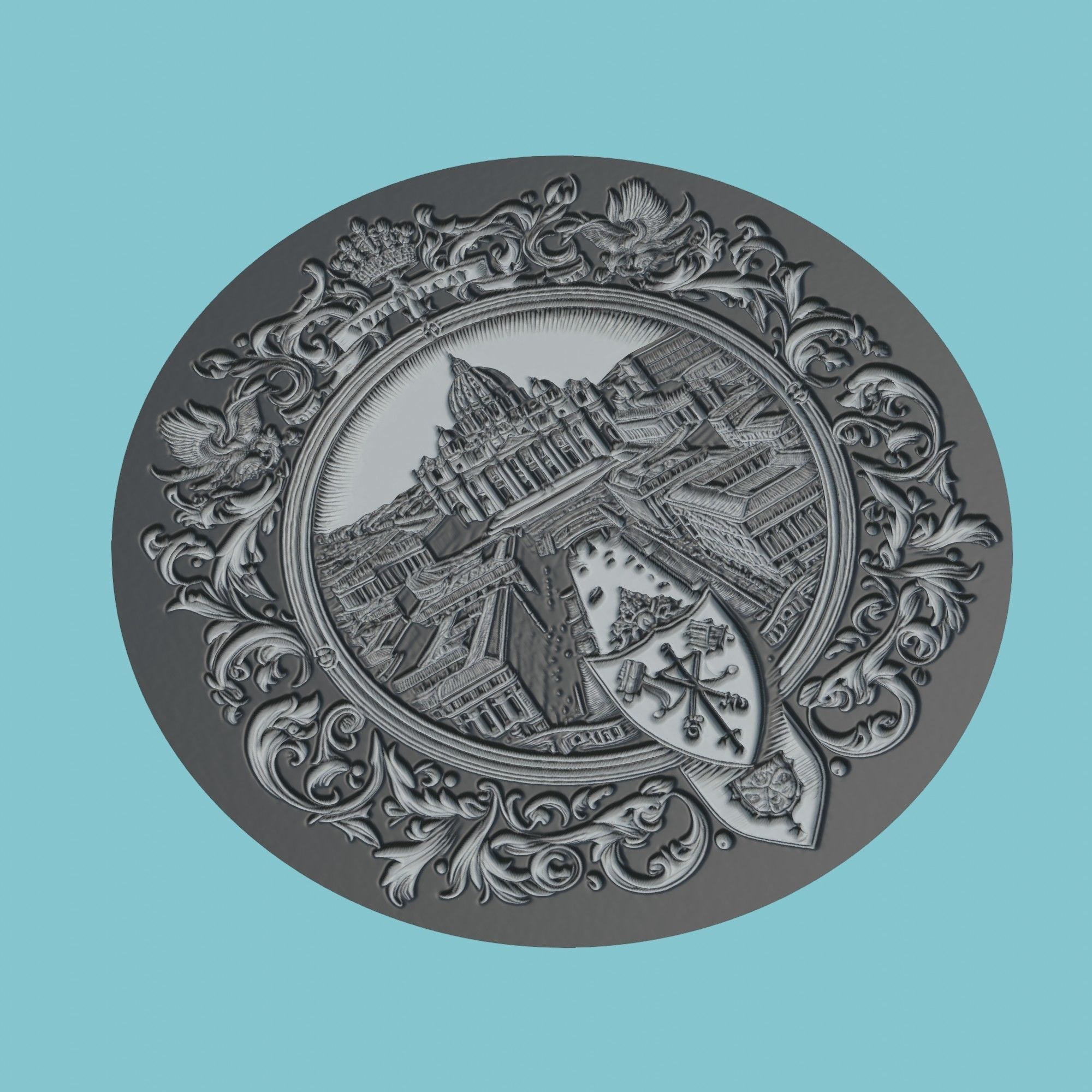Vatican City Map Medallion Wall Art Printer 3D print model_1
