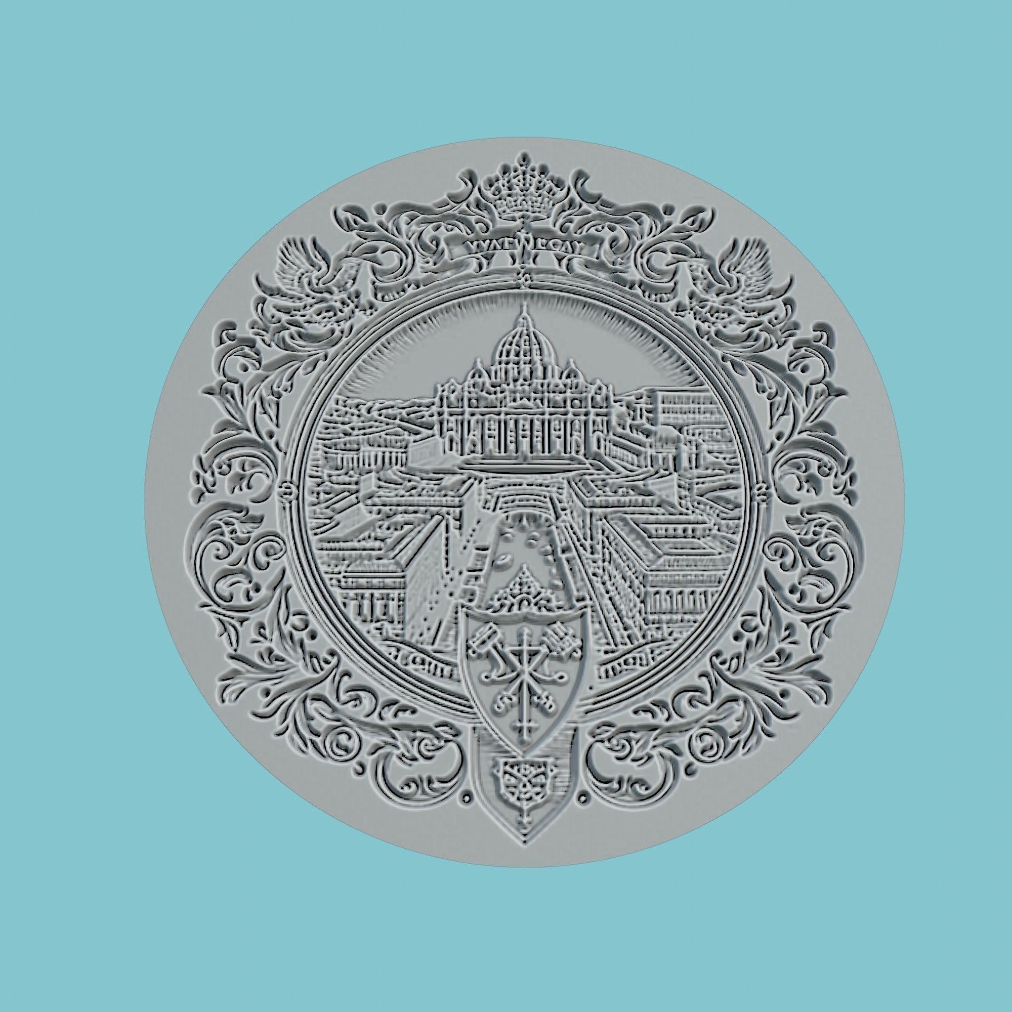 Vatican City Map Medallion Wall Art Printer 3D print model_2