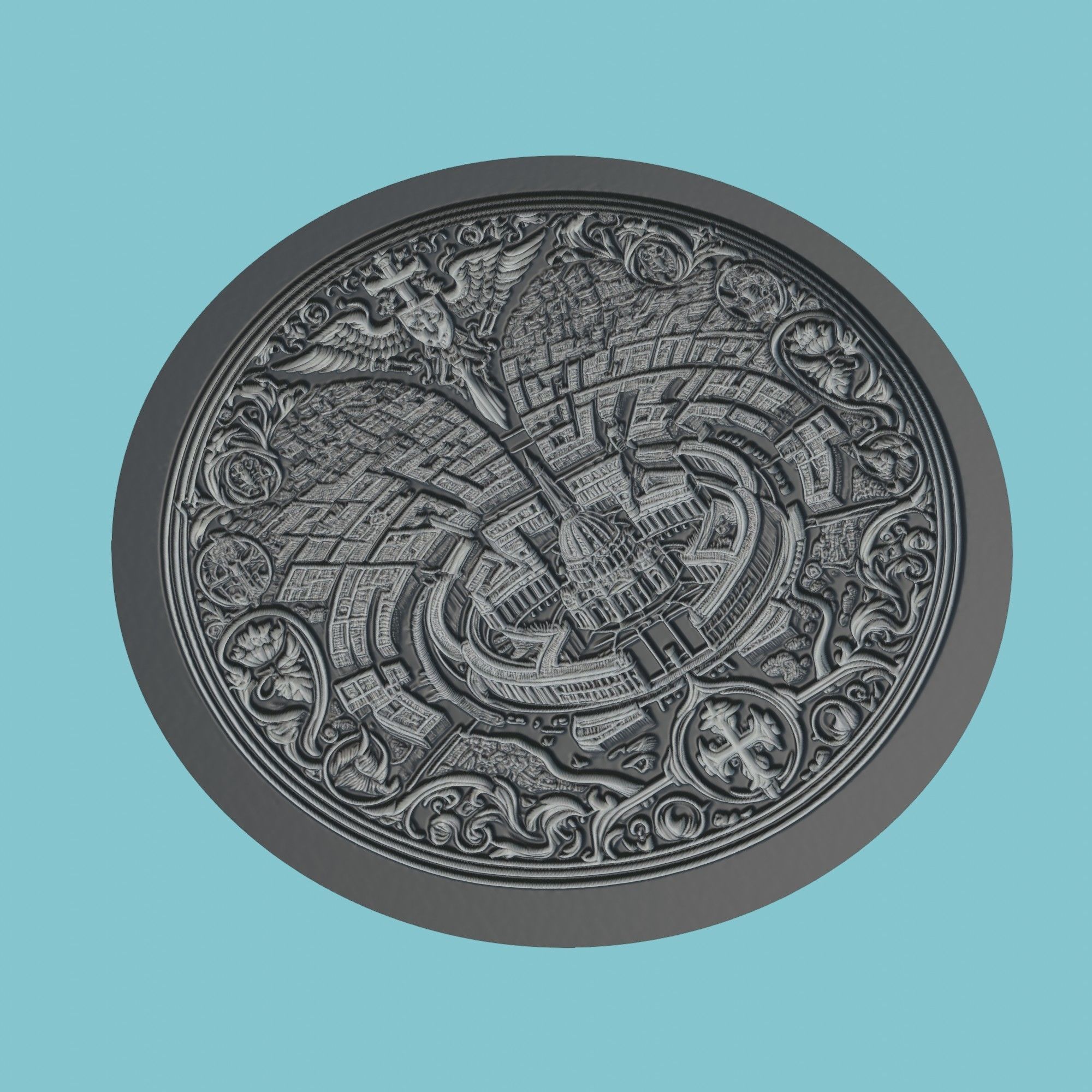 Vatican City Map Medallion Wall Art Printer 3D print model_1