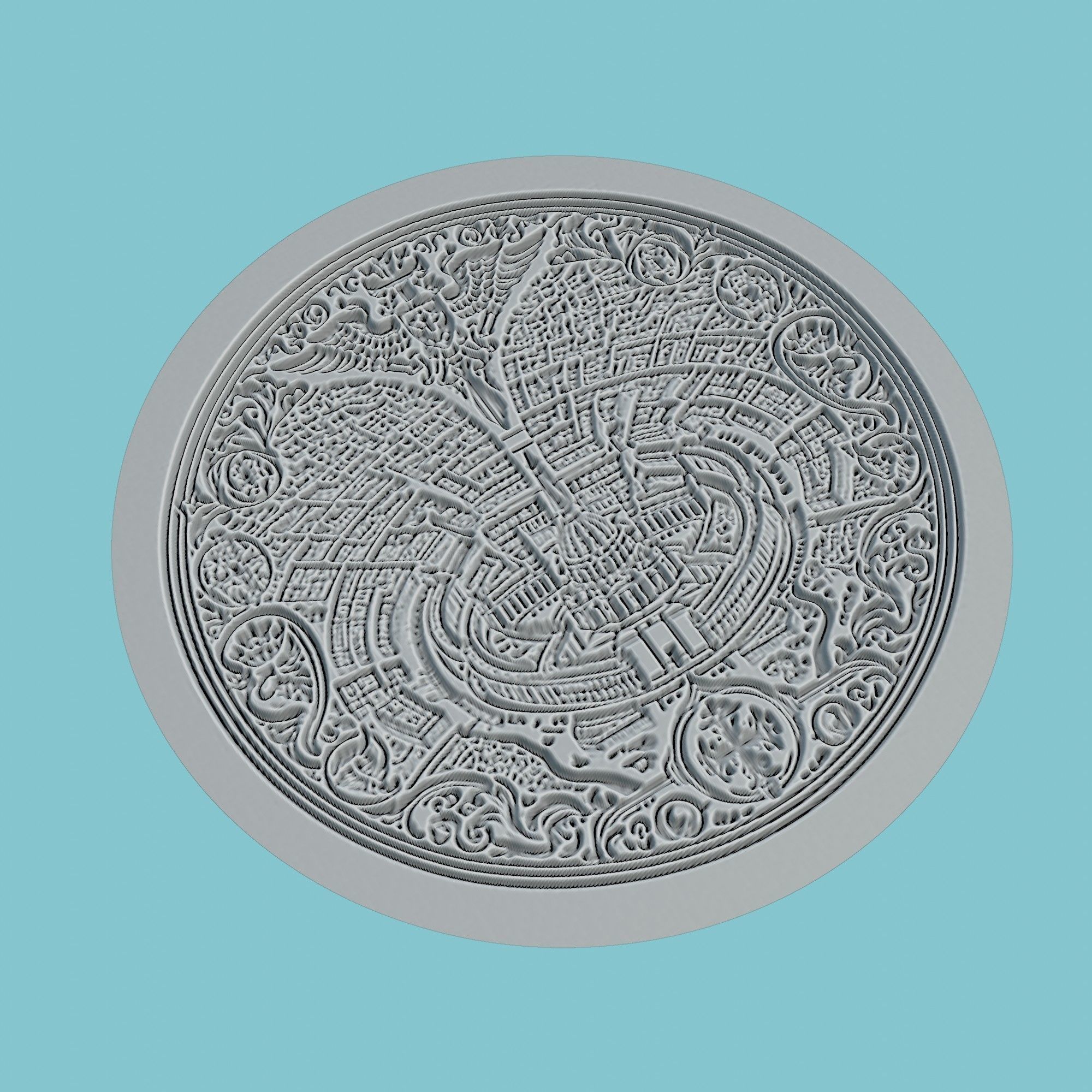 Vatican City Map Medallion Wall Art Printer 3D print model_3