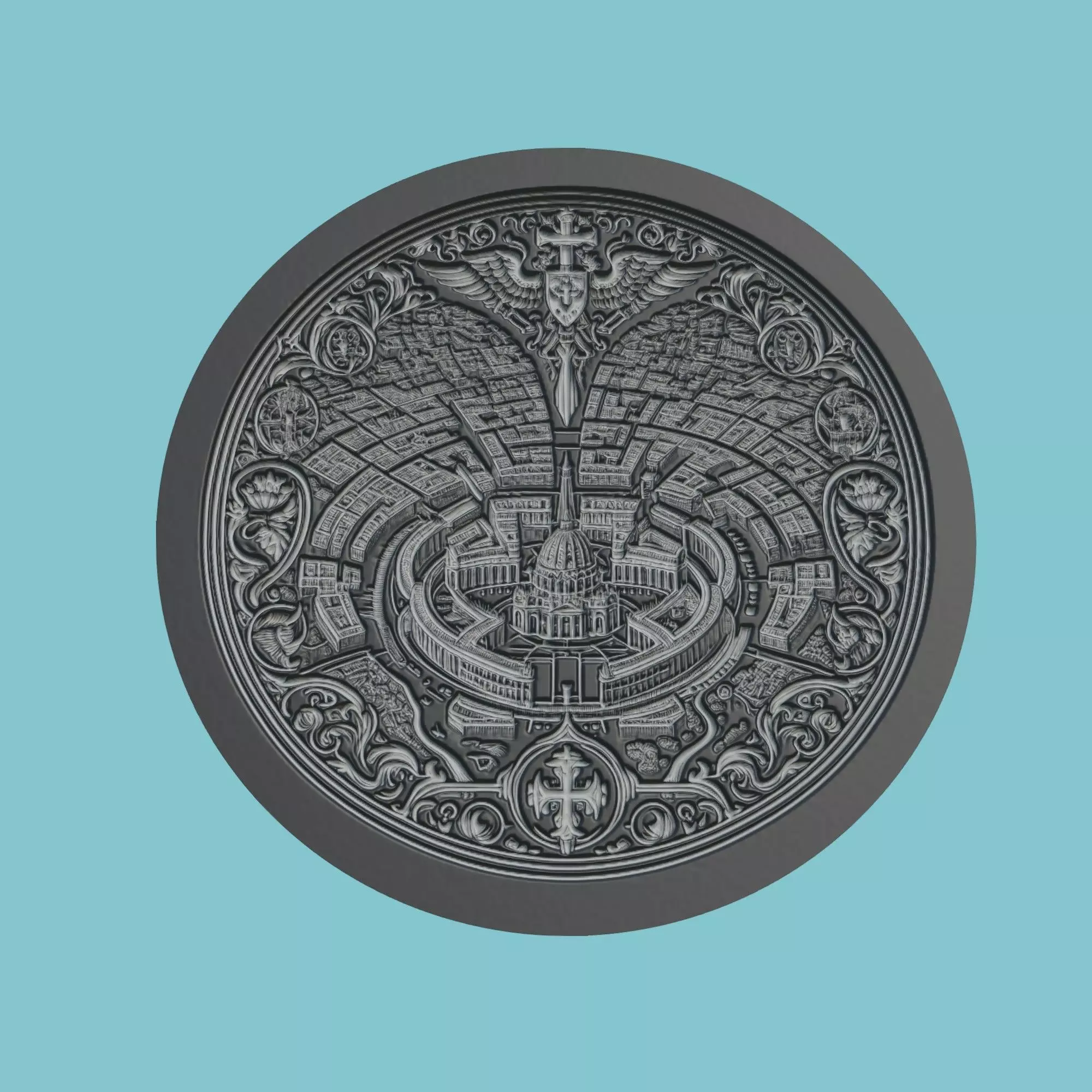 Vatican City Map Medallion Wall Art Printer 3D print model_0