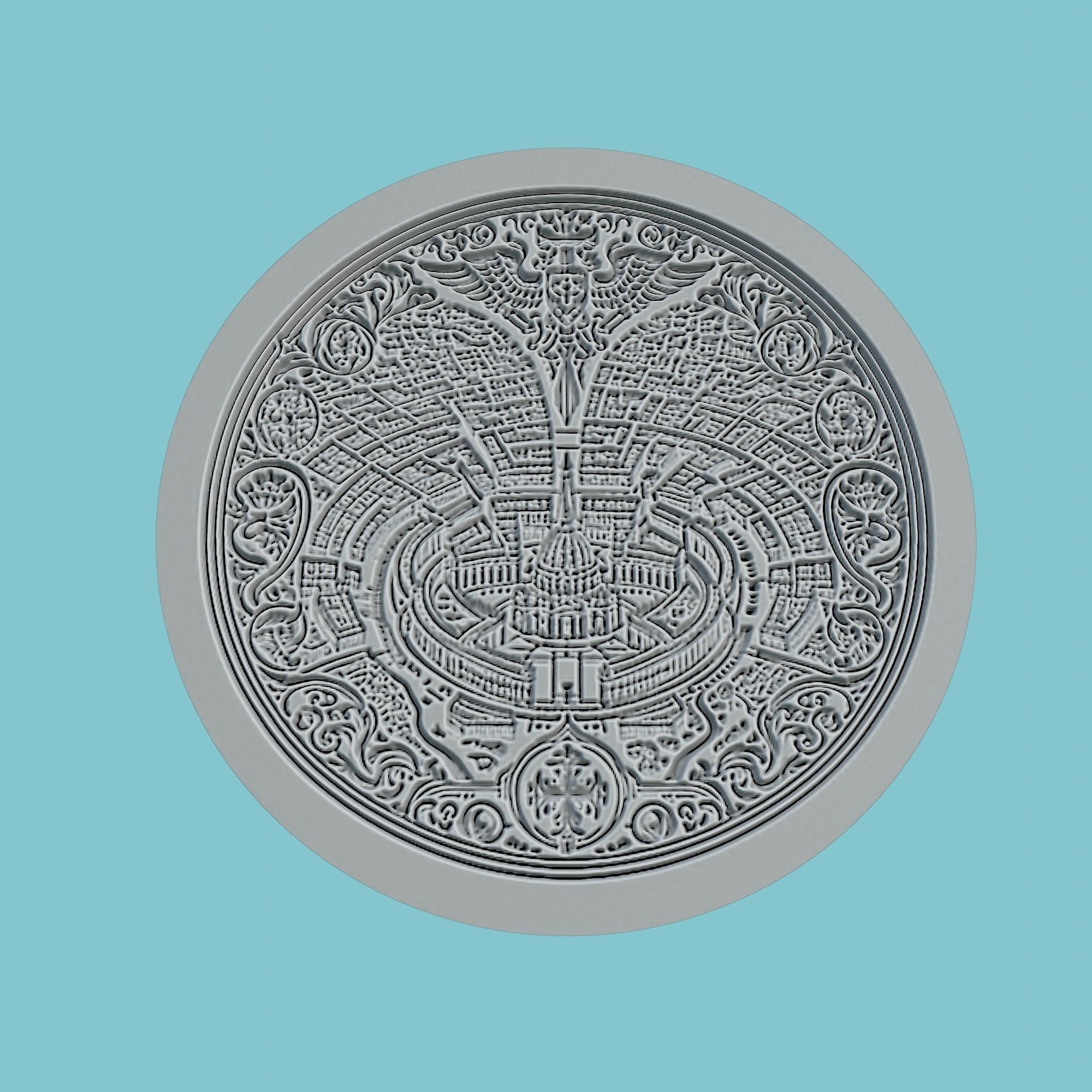 Vatican City Map Medallion Wall Art Printer 3D print model_2