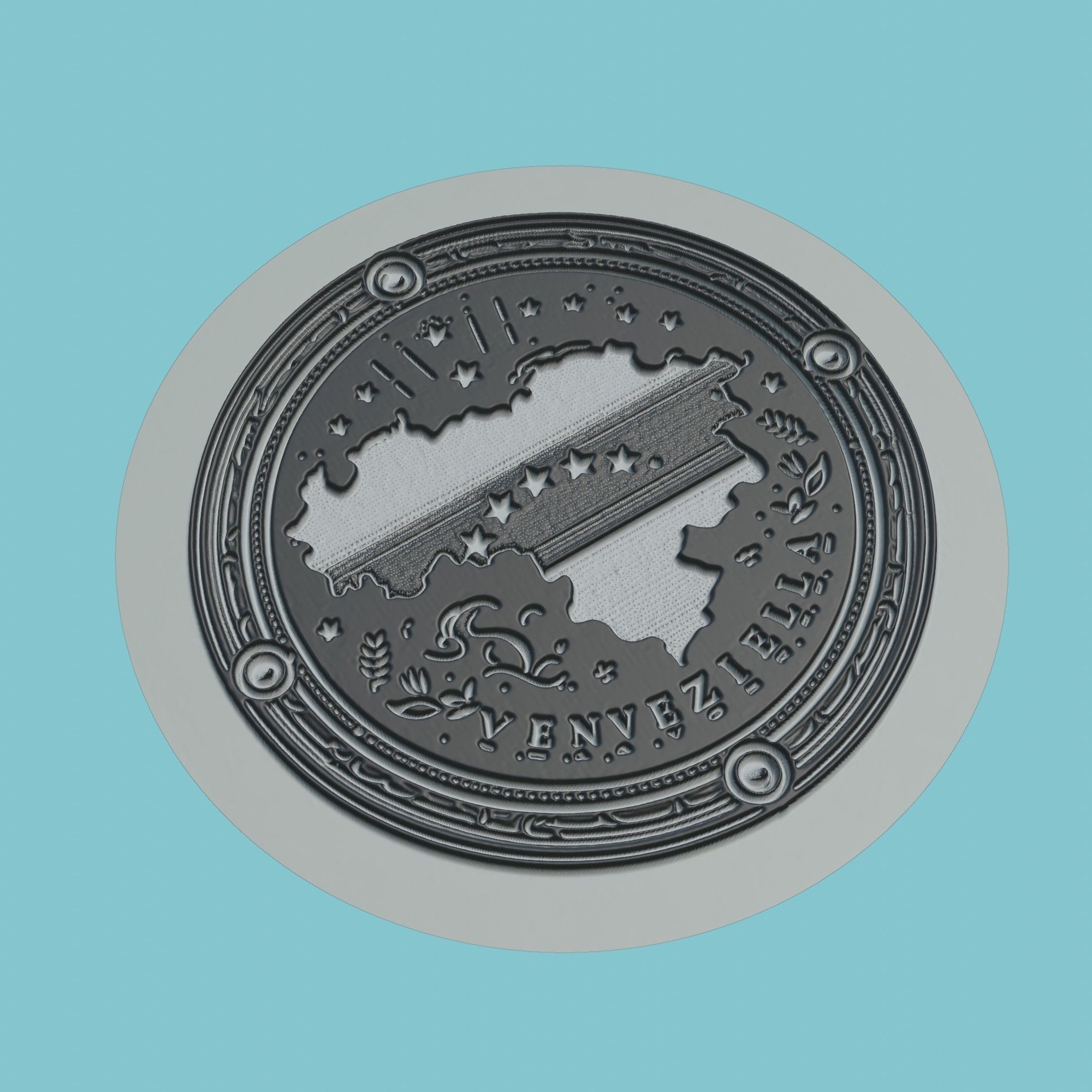Venezuela Map Medallion Wall Art Printer 3D print model_1