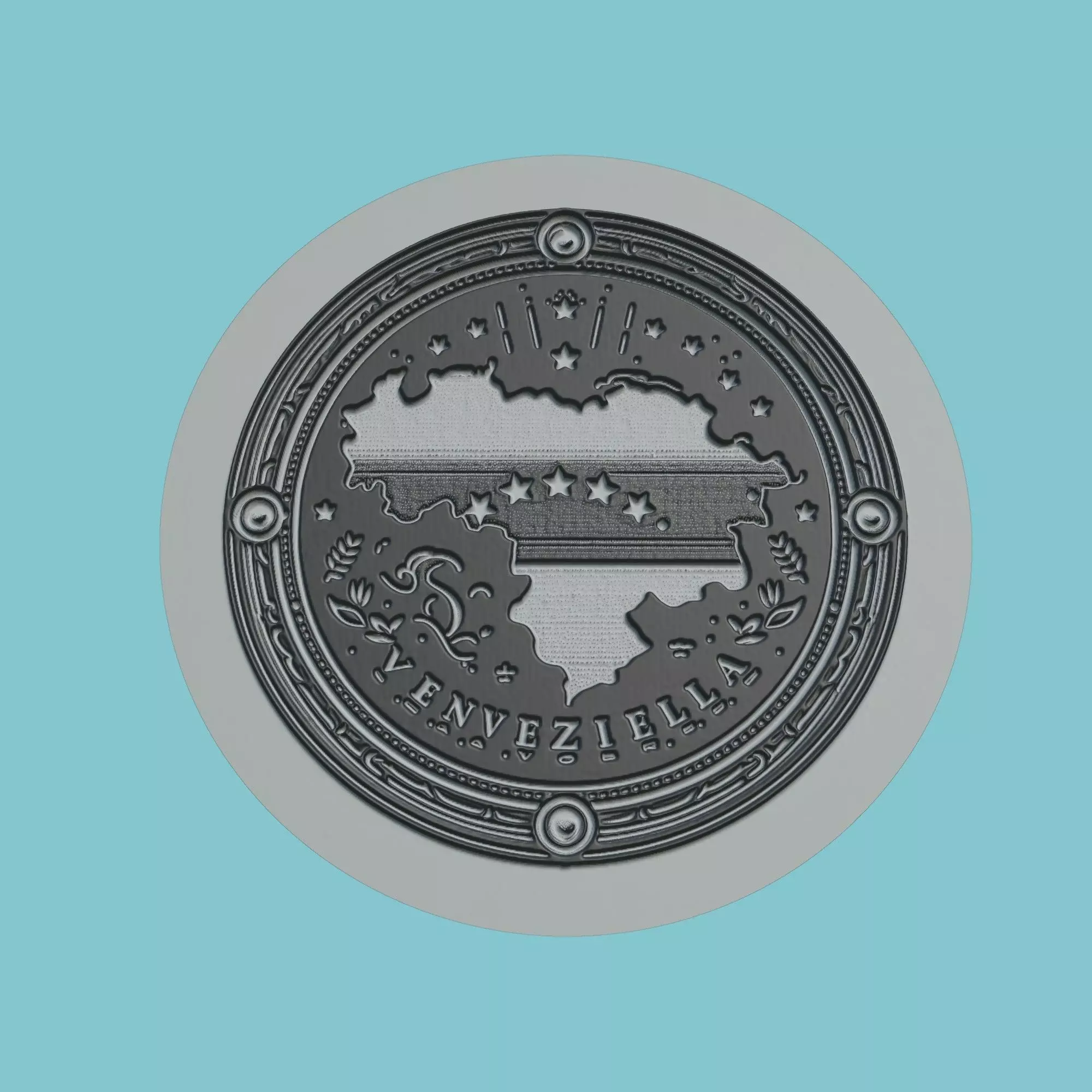 Venezuela Map Medallion Wall Art Printer 3D print model_0
