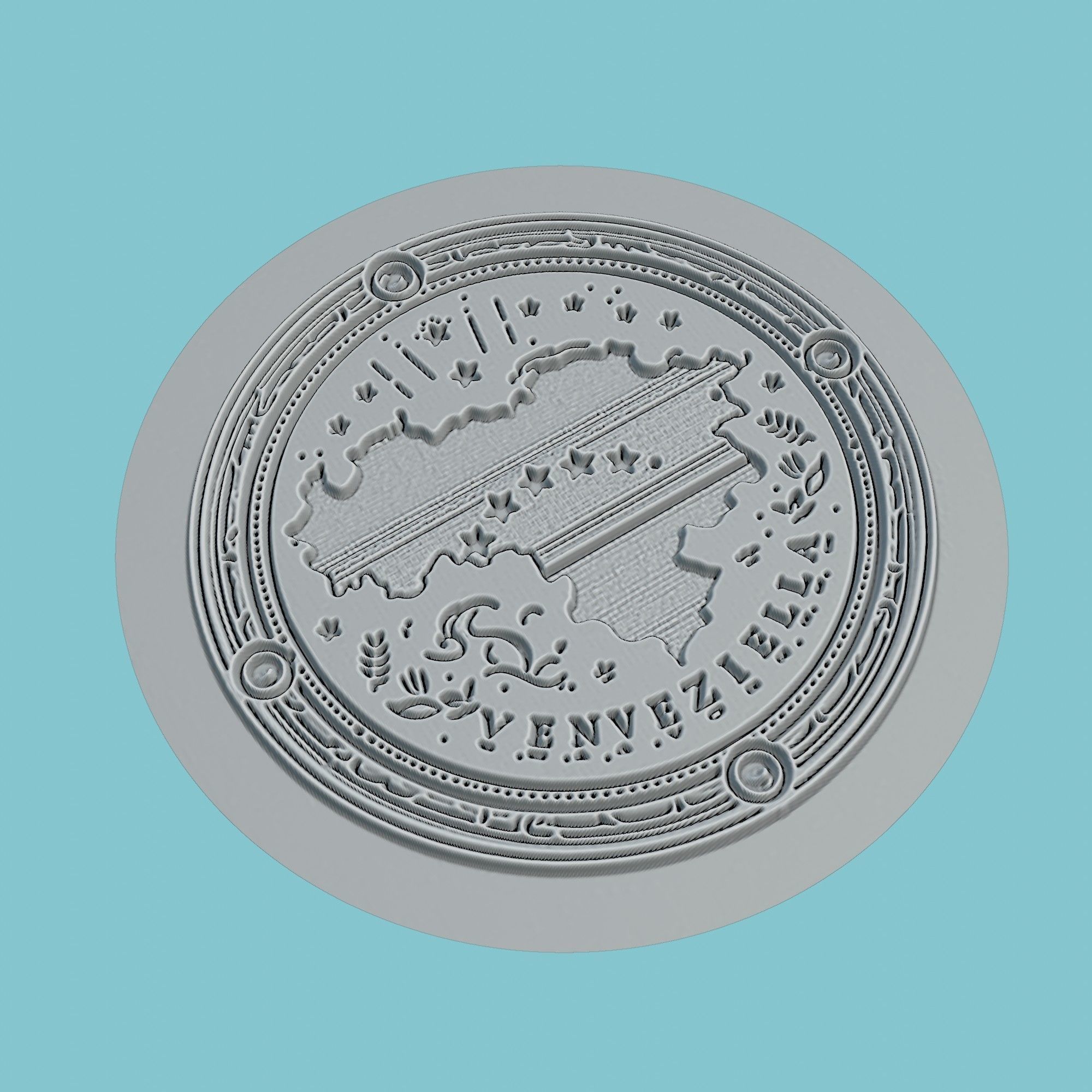 Venezuela Map Medallion Wall Art Printer 3D print model_3