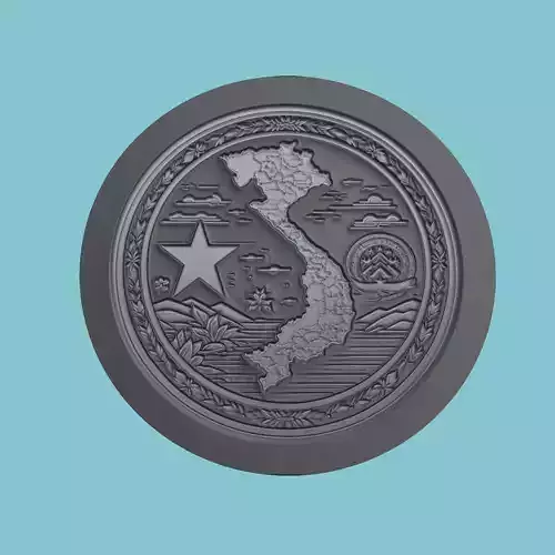 Vietnam Map Medallion Wall Art Printer