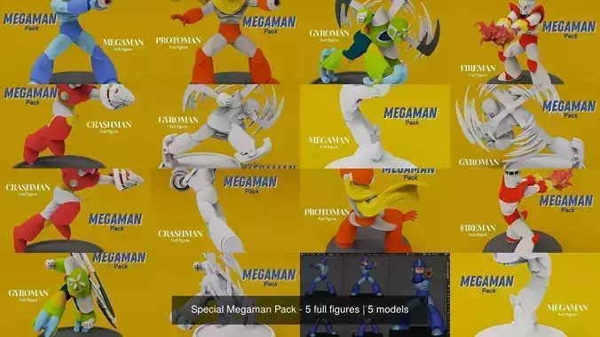 Special Megaman Pack - 5 full figures 3D Model Collection