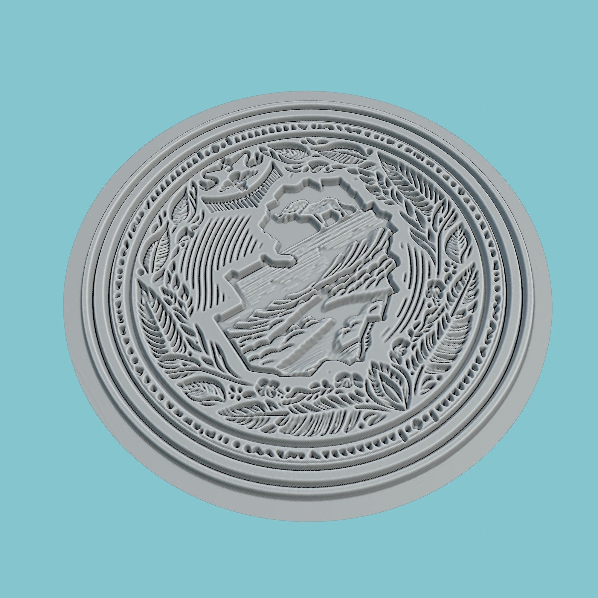 Zambia Map Medallion Wall Art Printer 3D print model_3