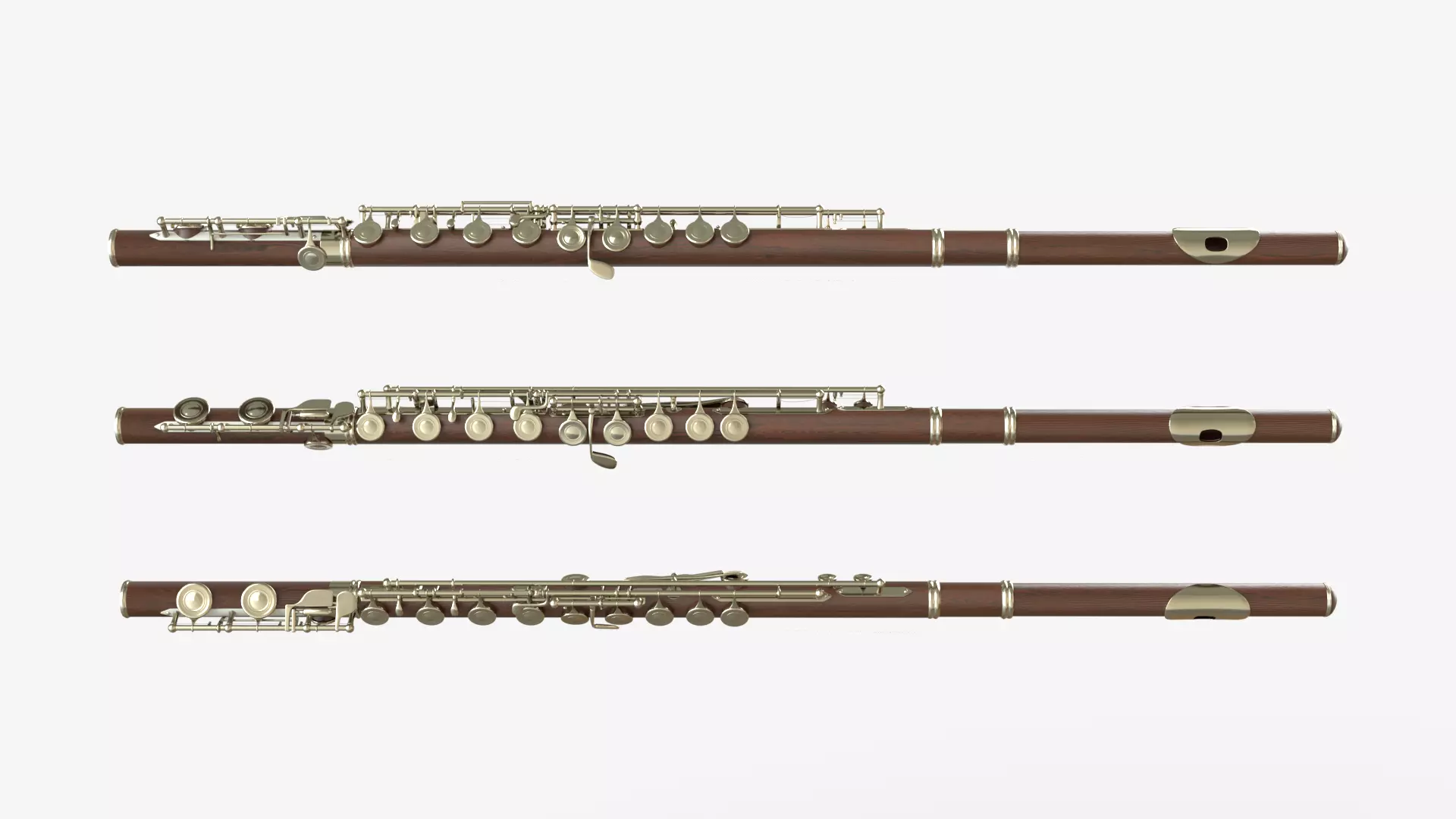 Flute Wood Silver 3D model