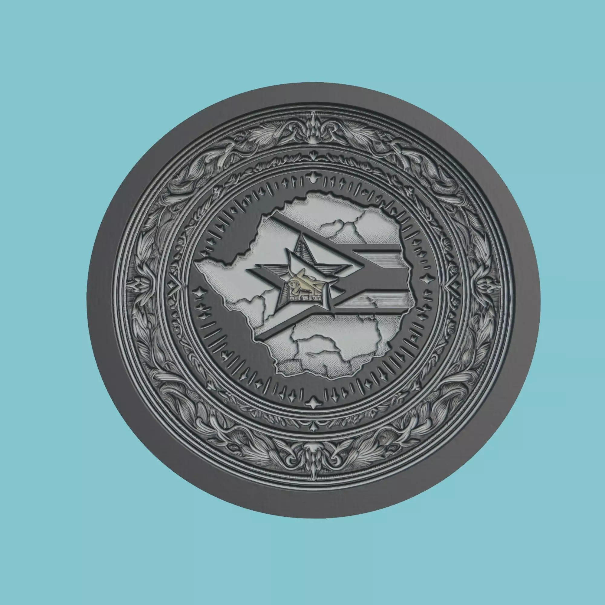 Zimbabwe Map Medallion Wall Art Printer 3D print model_0