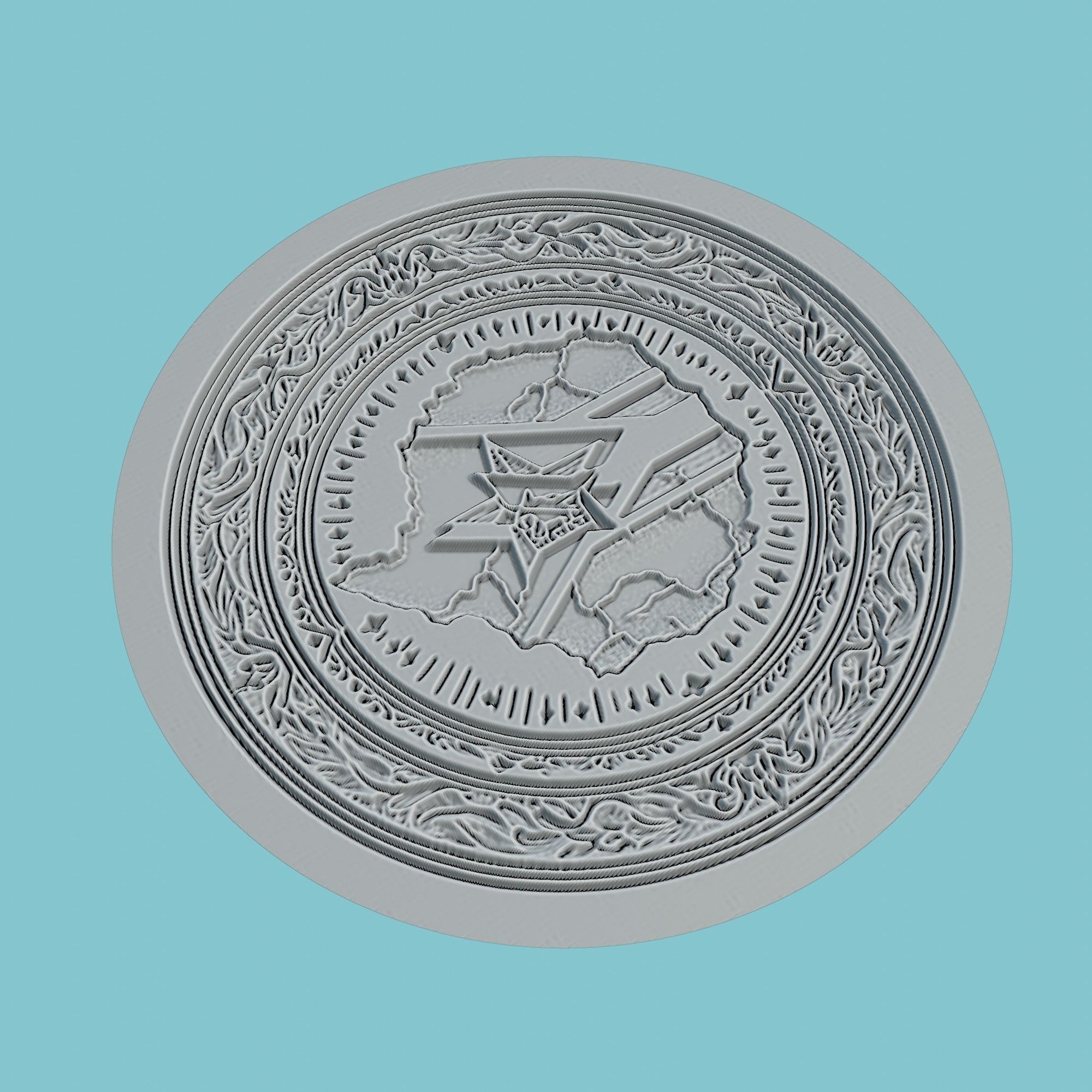 Zimbabwe Map Medallion Wall Art Printer 3D print model_3