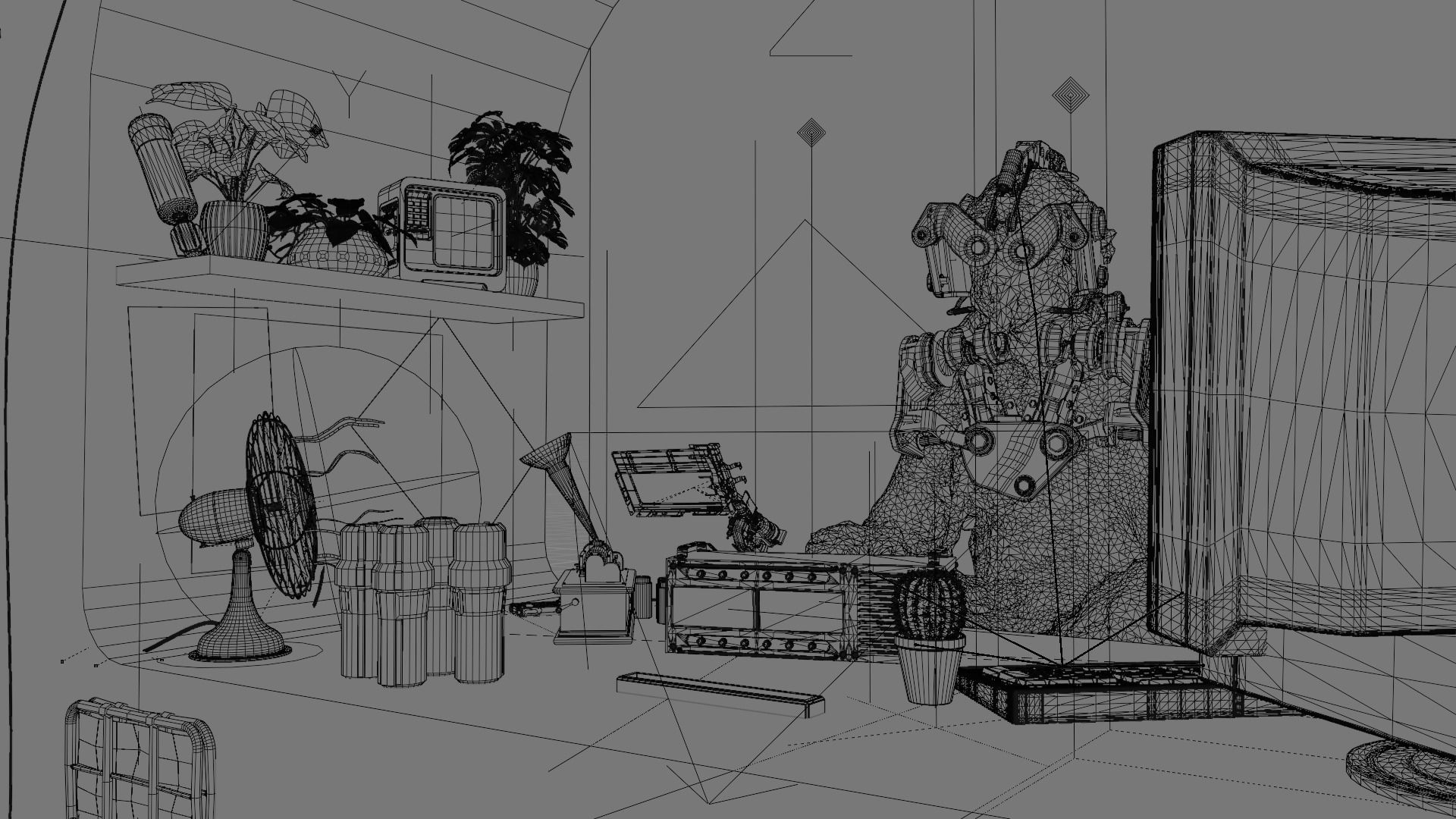 Cyber shop Low-poly 3D model_10