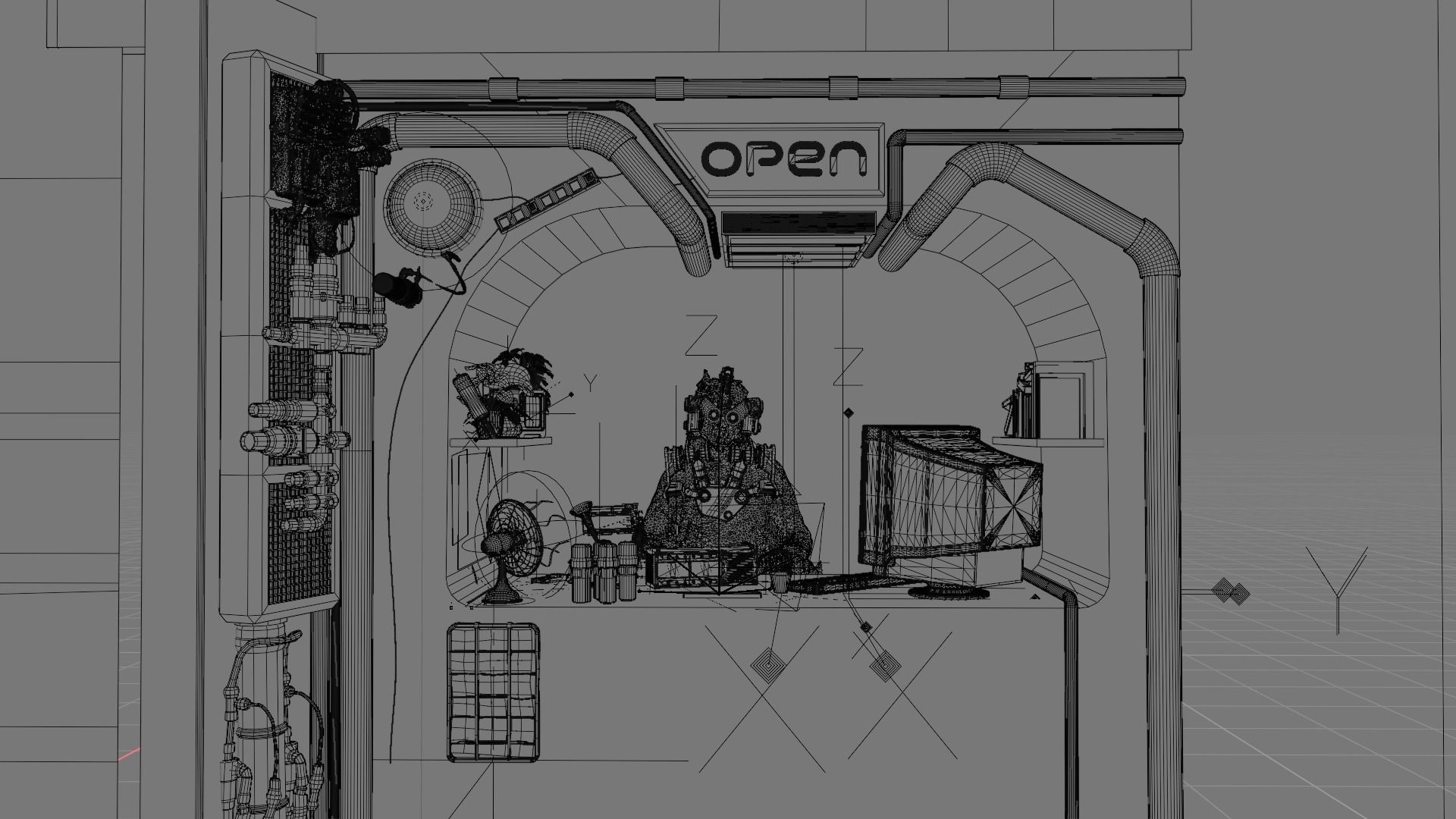 Cyber shop Low-poly 3D model_9