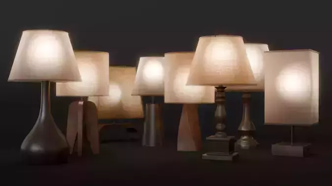 light lamp Collection Low-poly 3D model