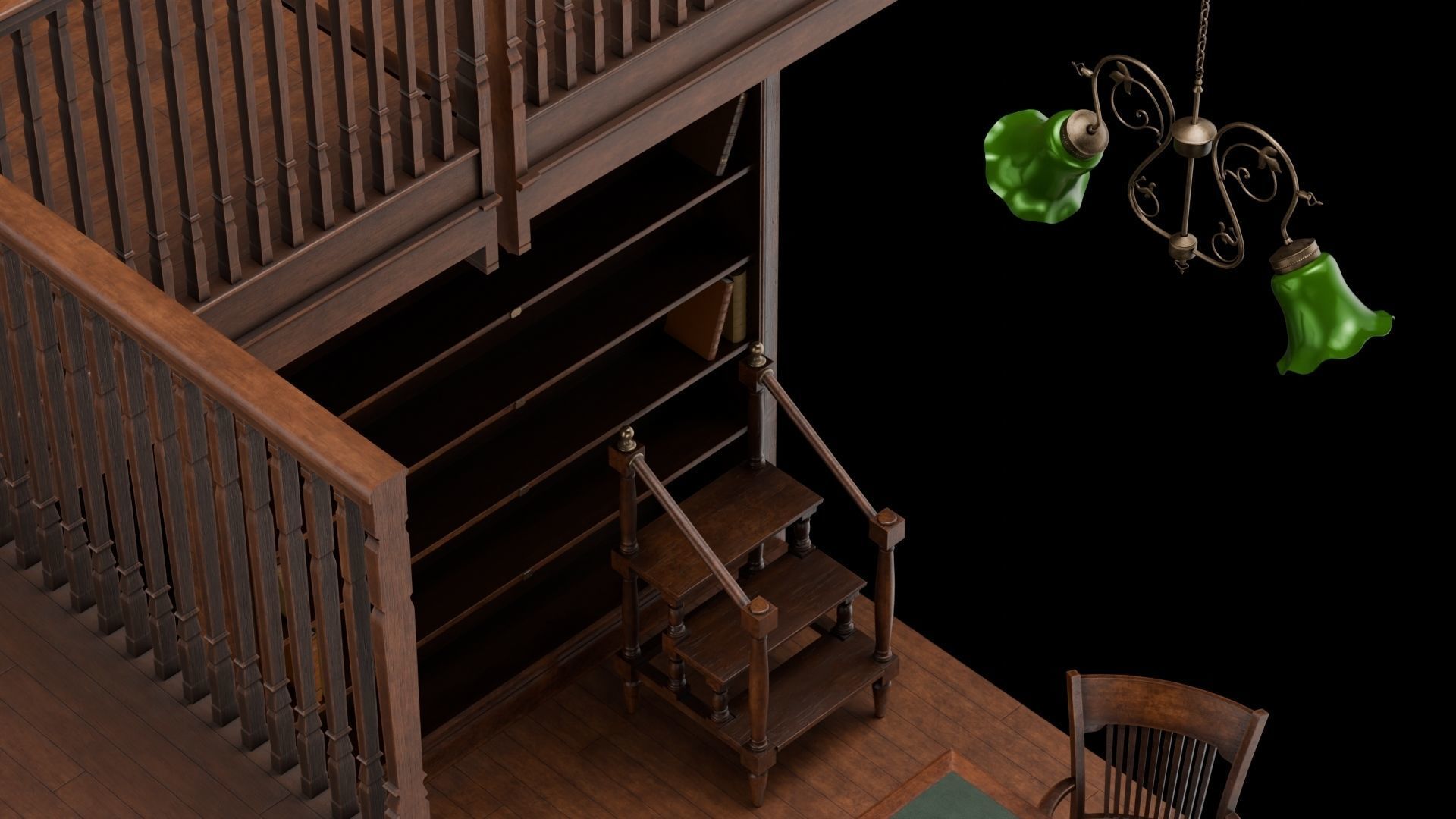 Old Library set 3D model_7