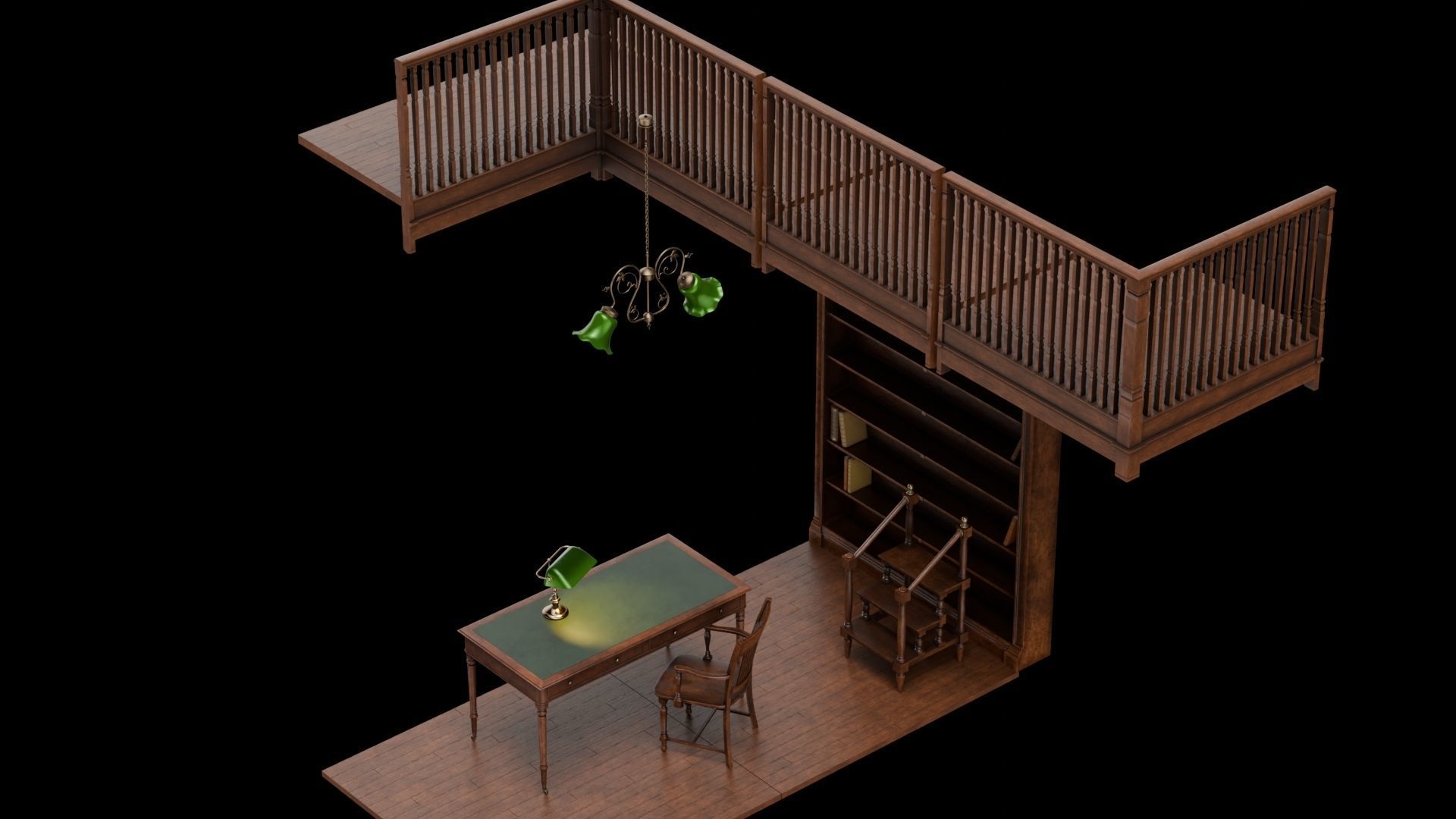 Old Library set 3D model_3