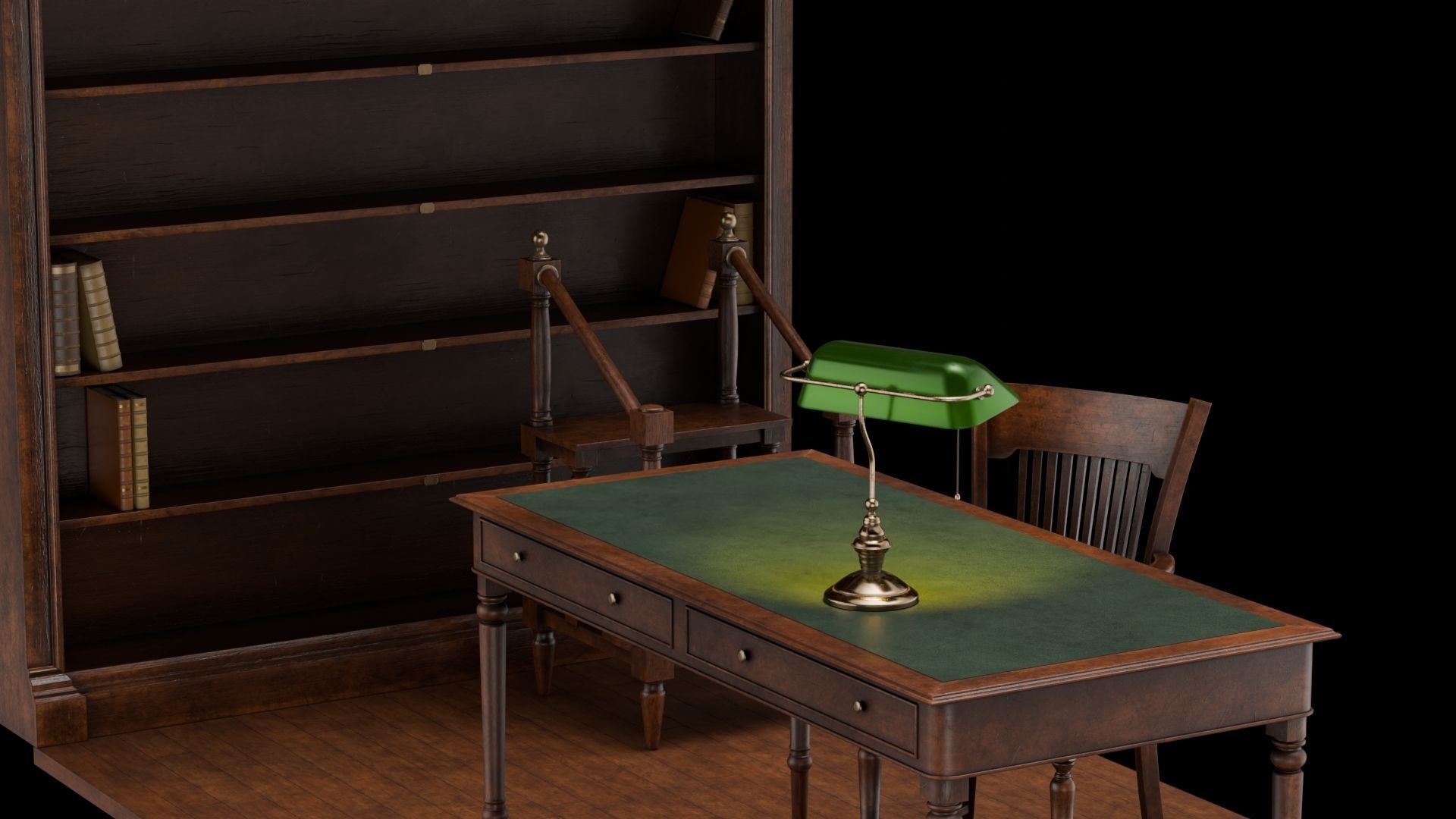 Old Library set 3D model_4